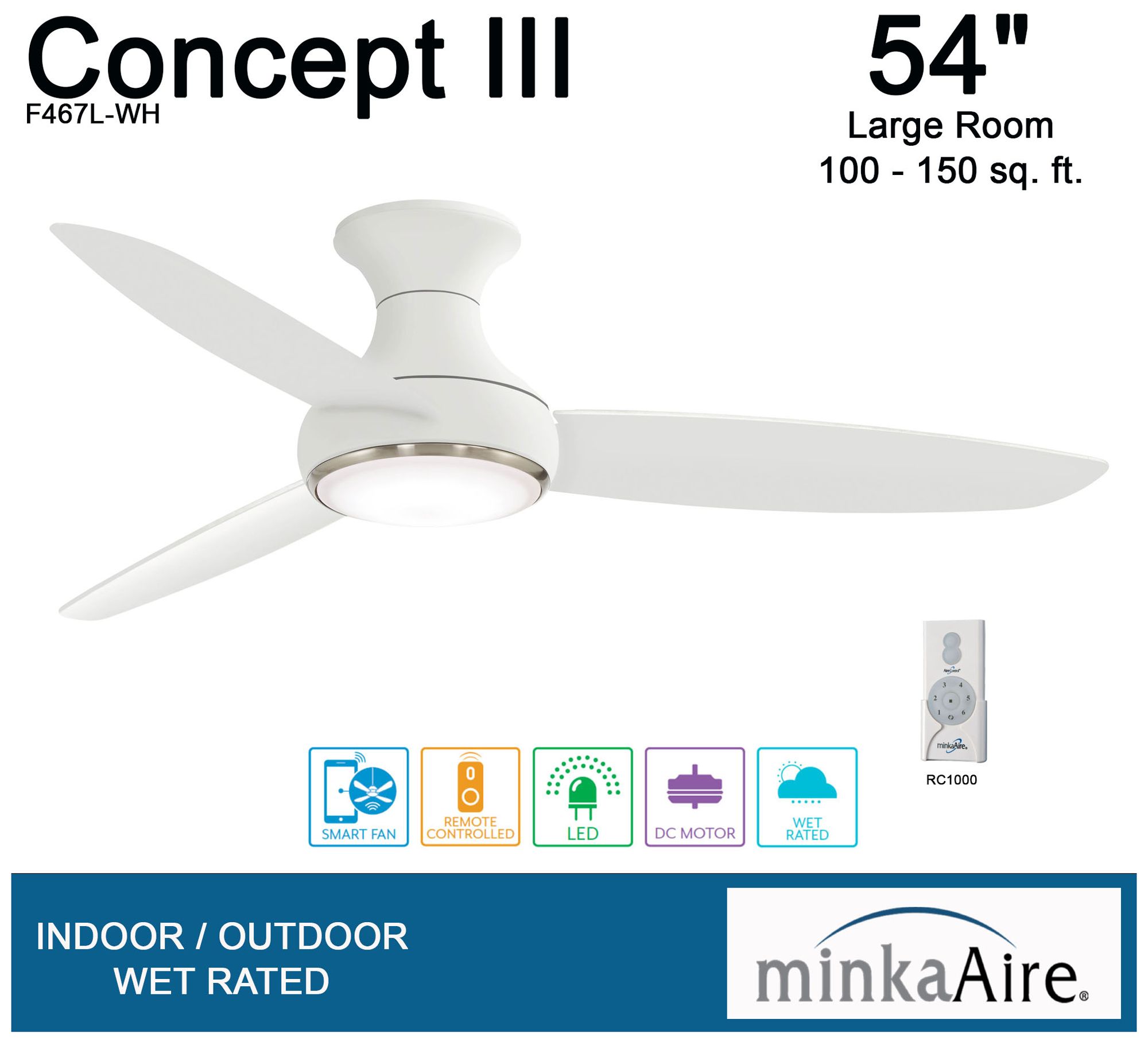Image 7 Minka Aire Concept III 54-inch LED White Smart Ceiling Fan more views