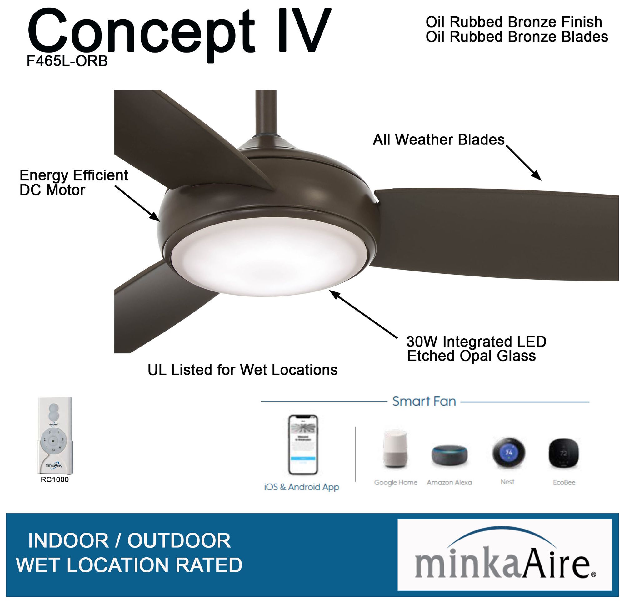 Image 5 Minka Aire Concept IV 54-inch LED Smart Oil Rubbed Bronze Fan more views