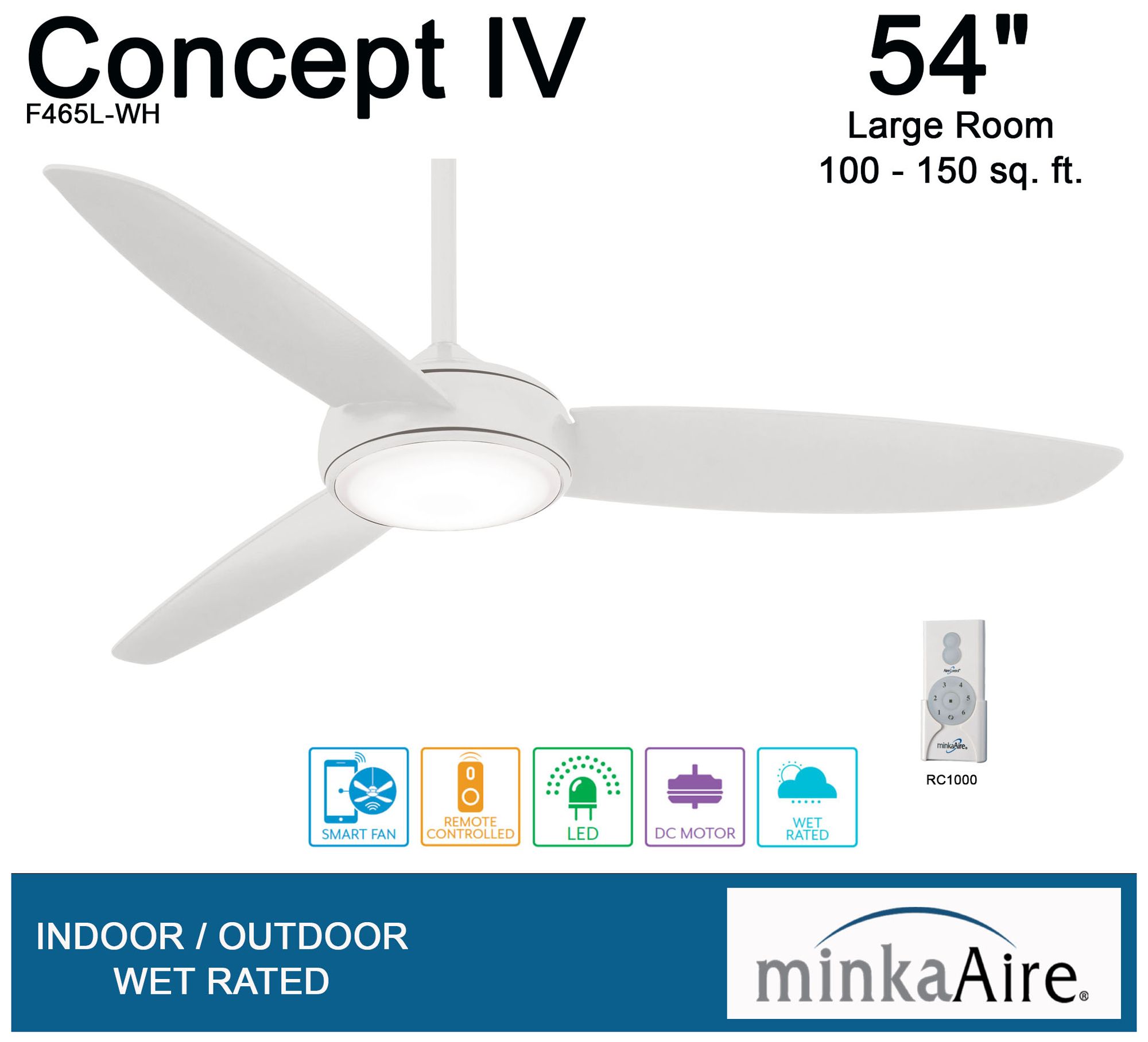 Image 4 Minka Aire Concept IV 54-inch LED White Smart Outdoor Ceiling Fan more views