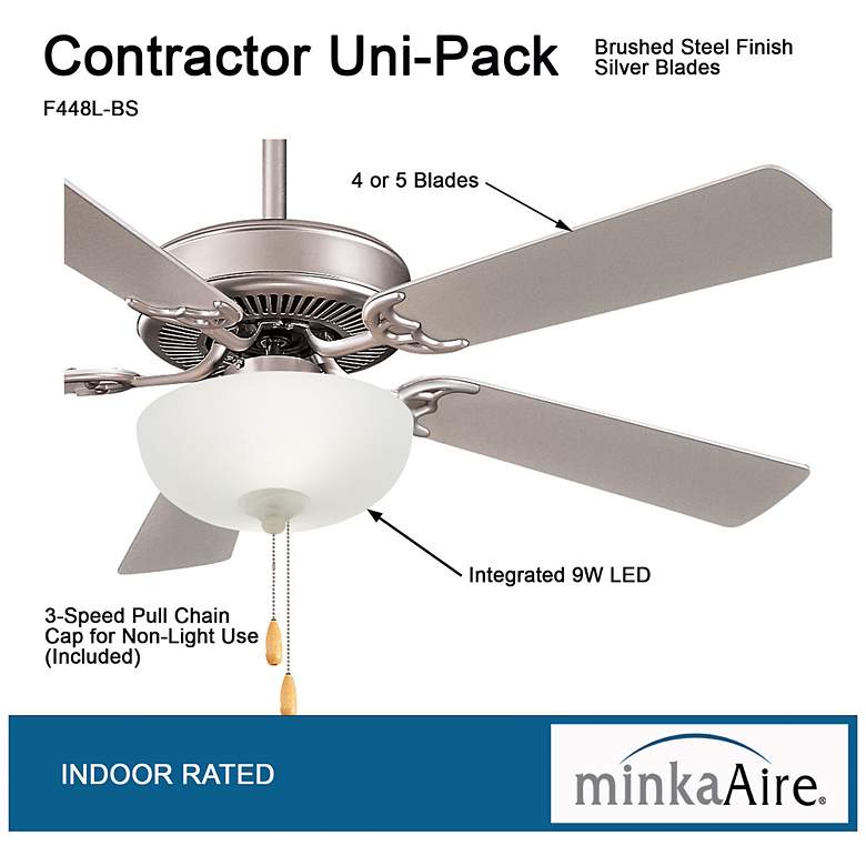 Image 5 Minka Aire Contractor Uni-Pack 52-in LED Brushed Steel Ceiling Fan more views