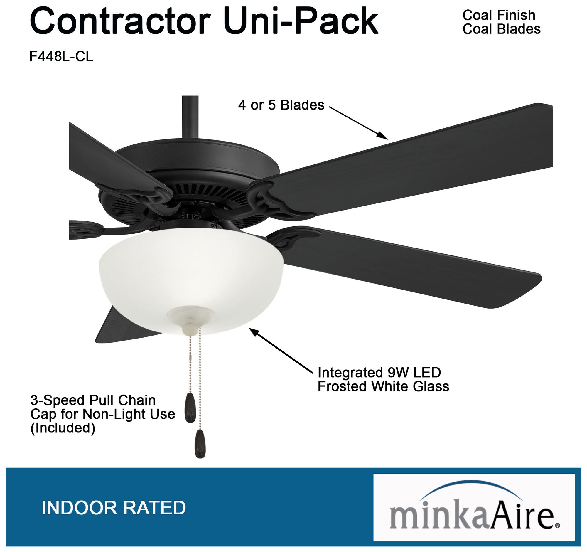 Image 3 Minka Aire Contractor Uni-Pack 52-inch LED Coal Black Ceiling Fan more views