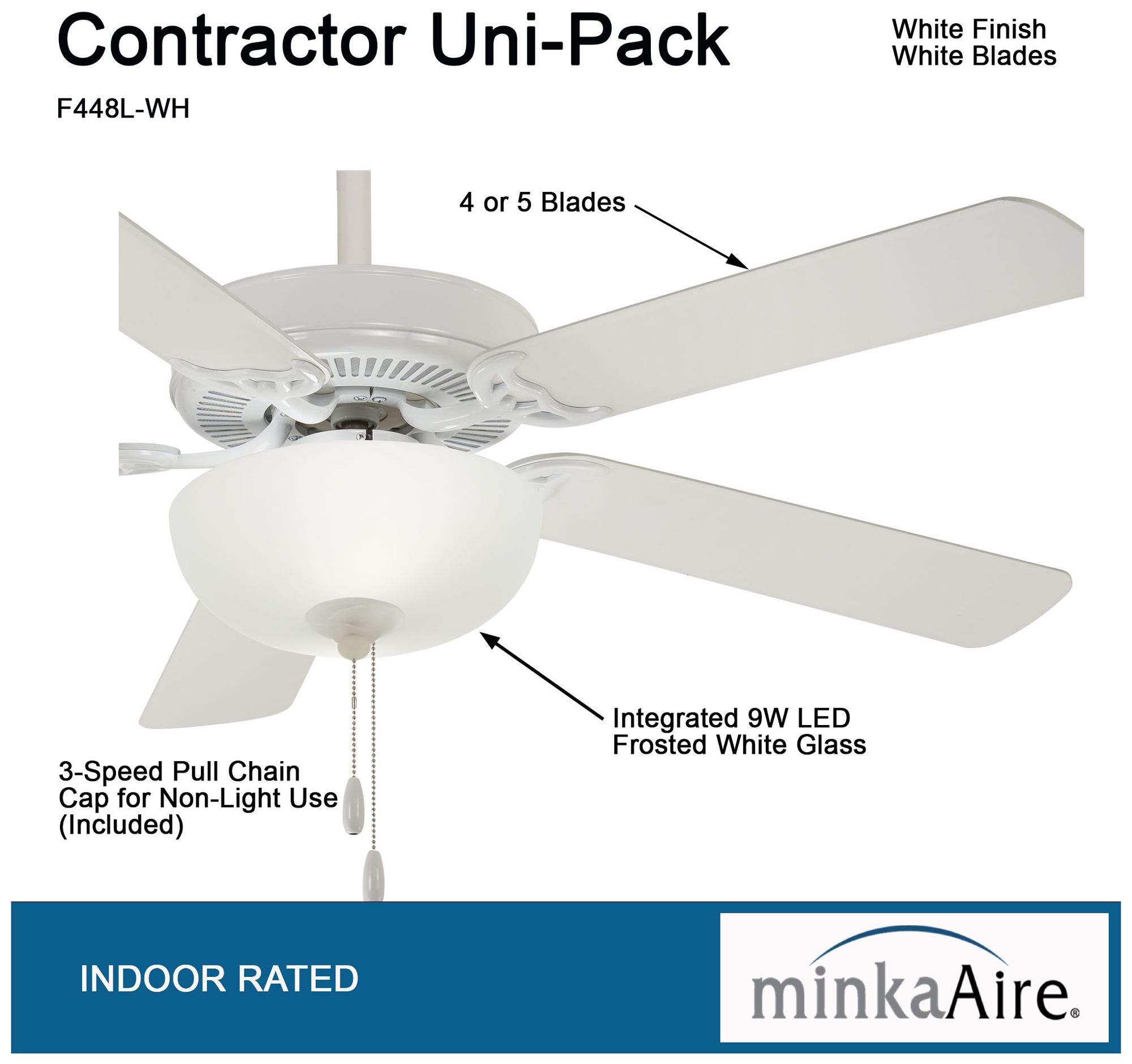 Thumbnail2 of Minka Aire Contractor Uni-Pack 52-inch LED White Ceiling Fan more views