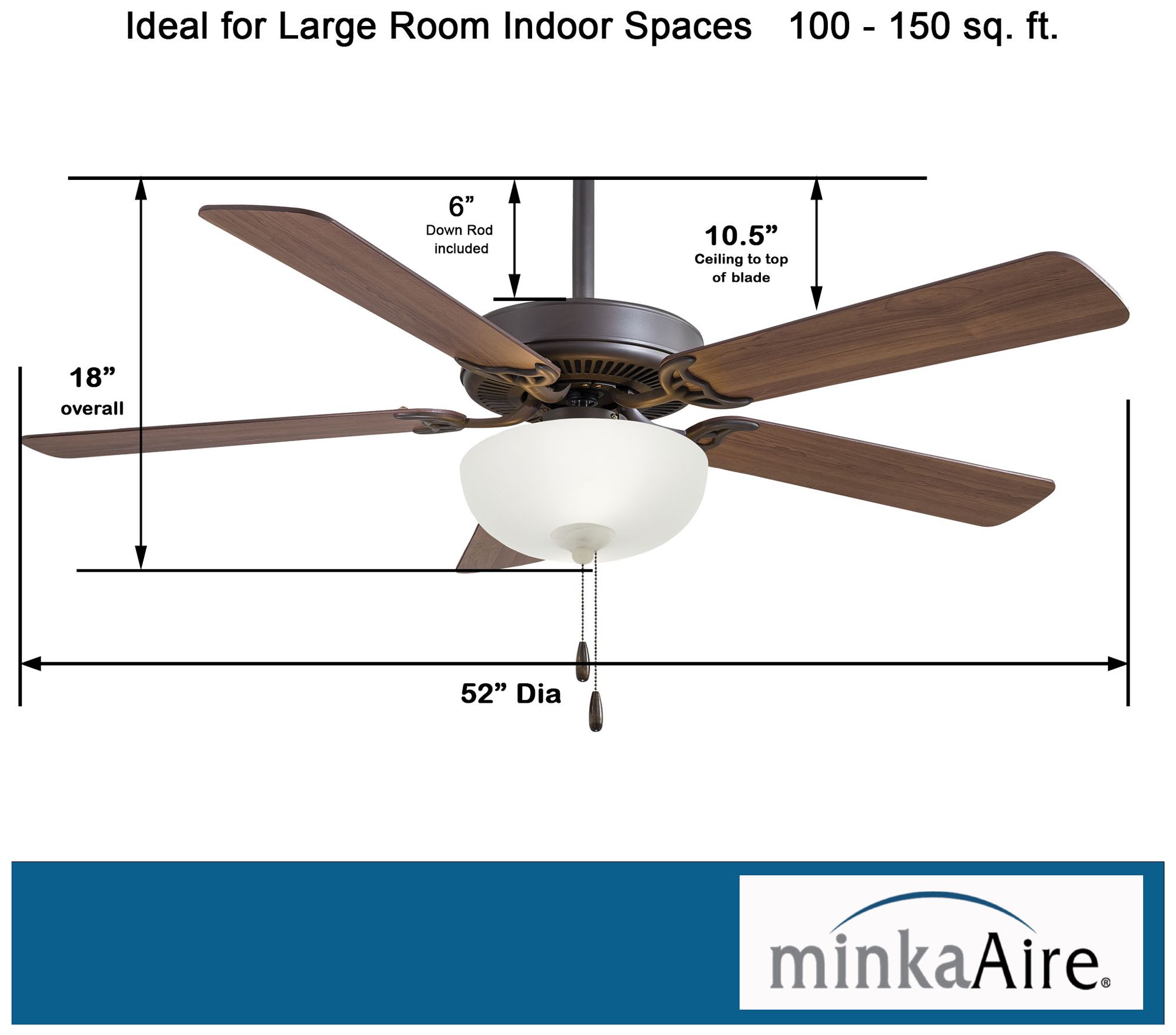 Minka-Aire Contractor UniPack 52in LED Oil Rubbed Bronze 5Blade Ceiling Fan