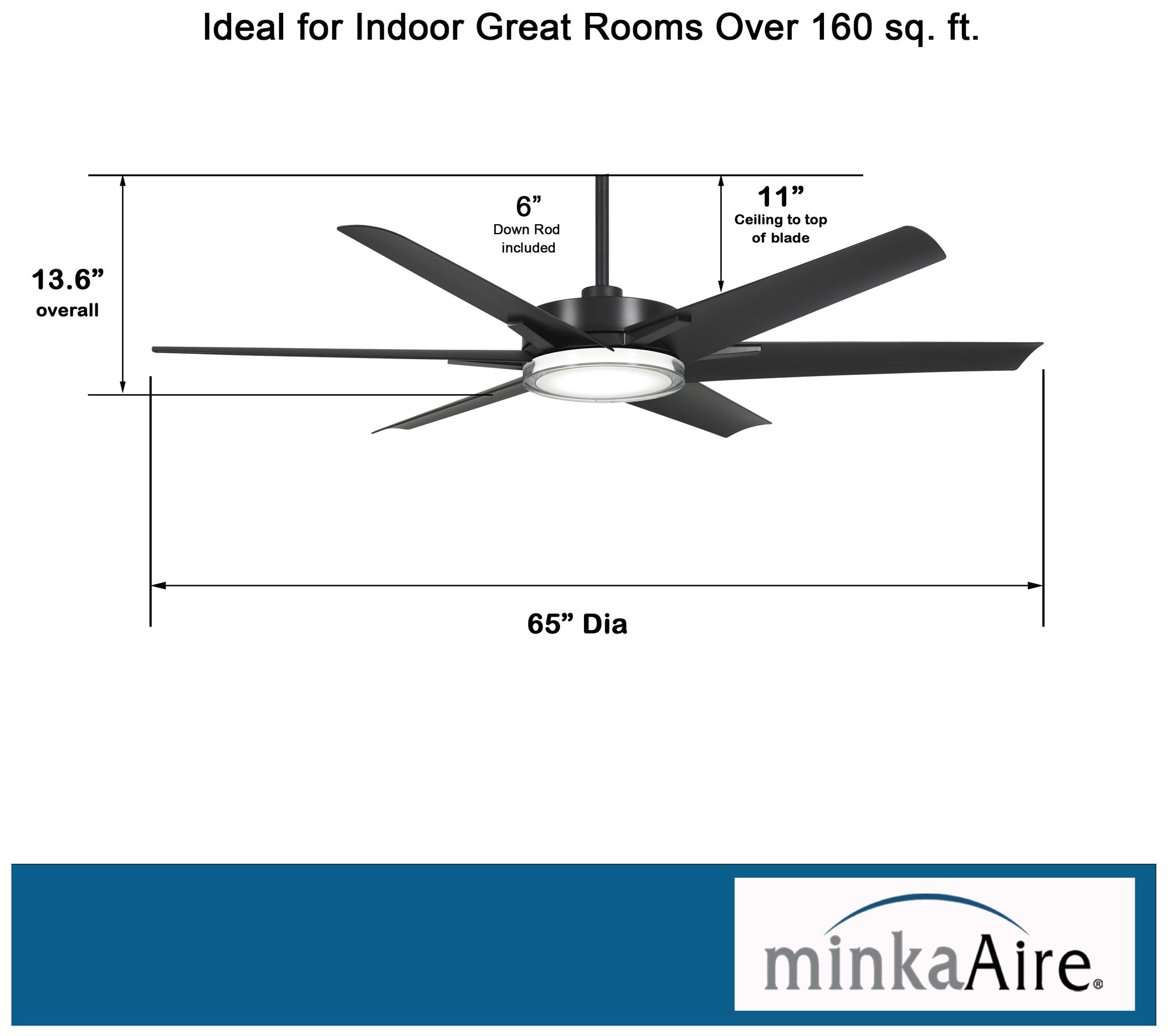 Image 5 Minka-Aire Deco 65-inch CCT LED Coal Black Outdoor Ceiling Fan more views