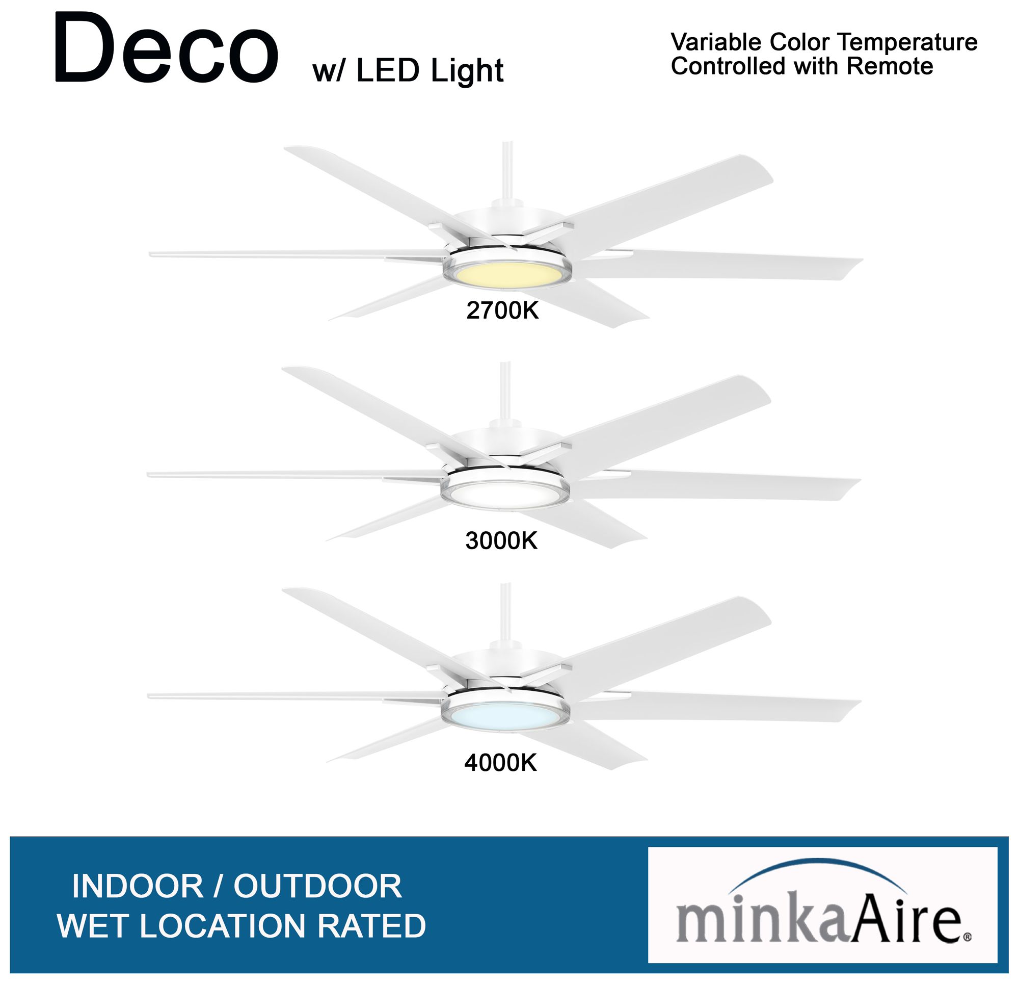 Image 6 Minka-Aire Deco 65-inch CCT LED Flat White Outdoor Ceiling Fan more views