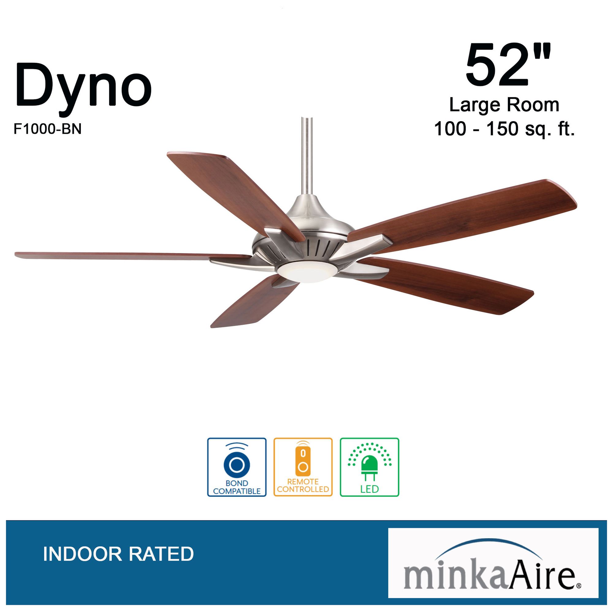 Image 6 Minka Aire Dyno 52-in LED Brushed Nickel Indoor Ceiling Fan with Remote more views