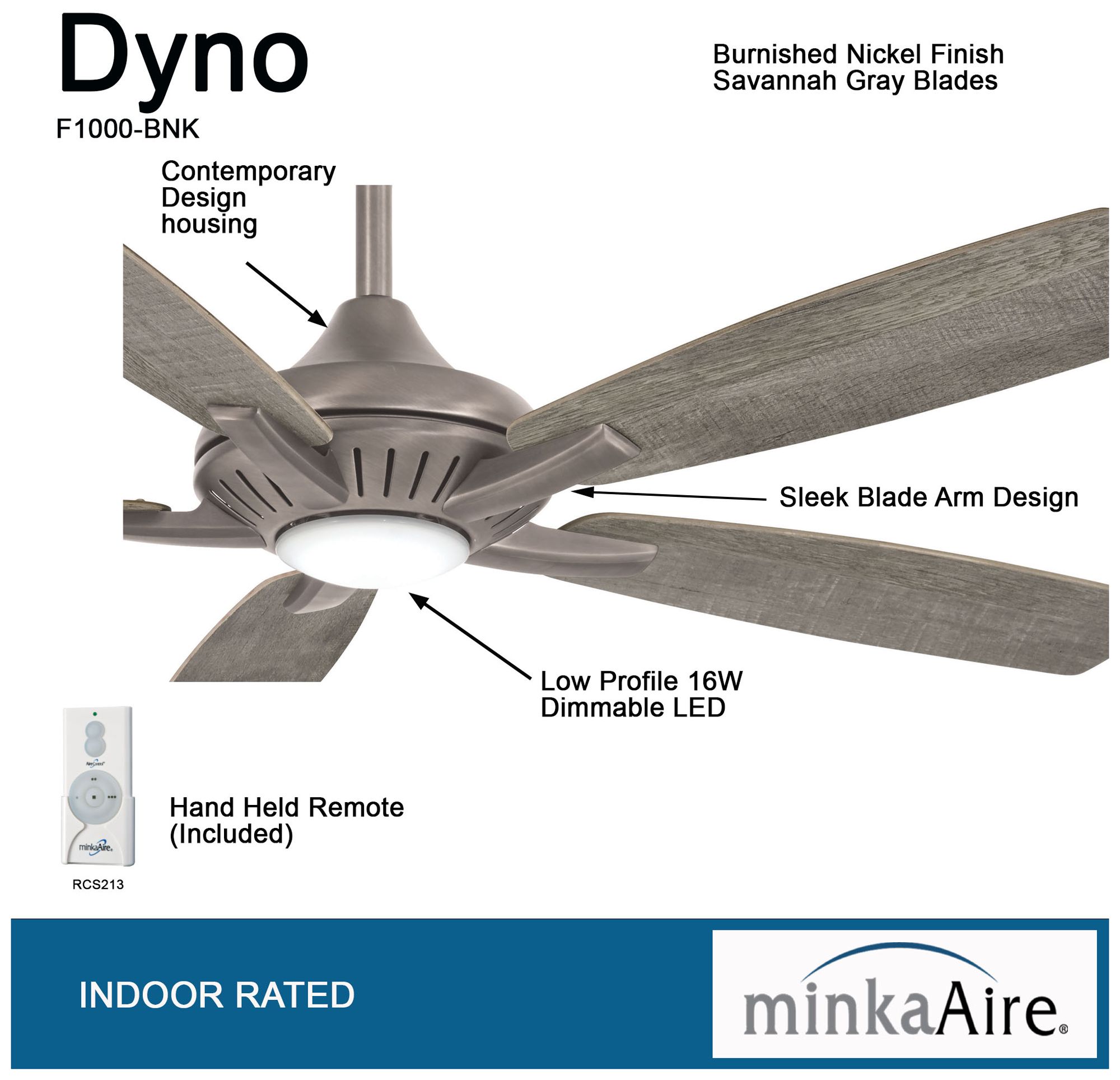 Image 6 Minka Aire Dyno 52-in LED Burnished Nickel Indoor Ceiling Fan with Remote more views