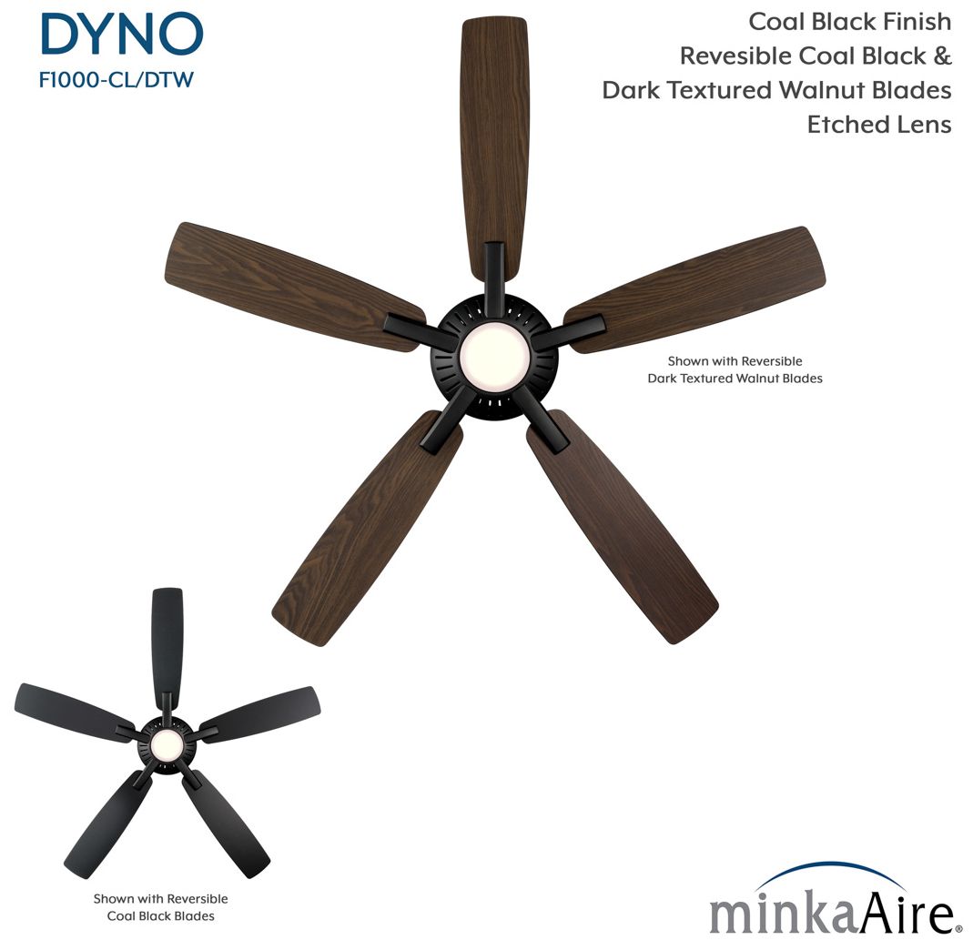 Image 7 Minka-Aire Dyno 52-in LED Coal Black Indoor 5-Blade Ceiling Fan more views