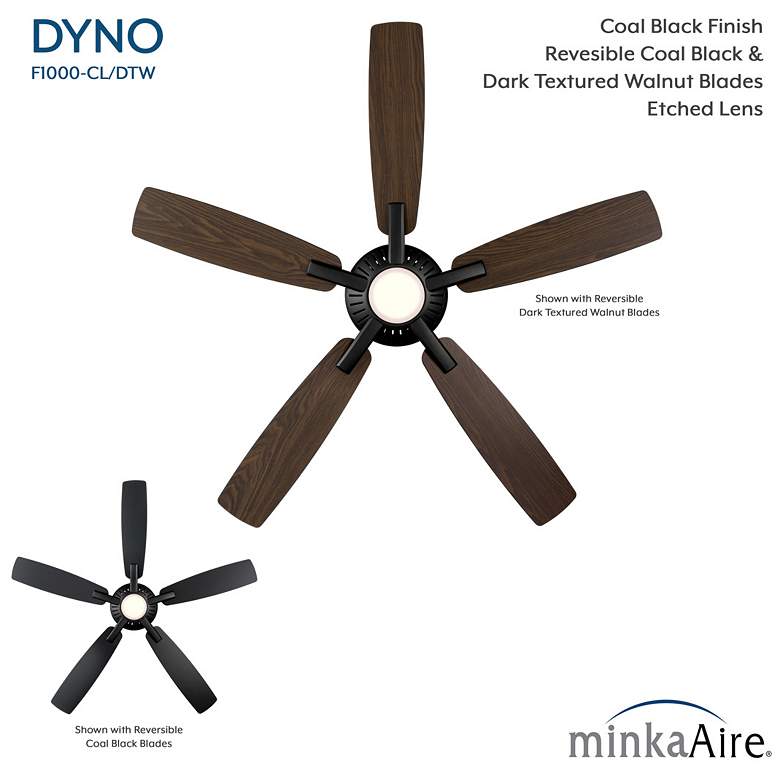 Image 7 Minka-Aire Dyno 52-in LED Coal Black Indoor 5-Blade Ceiling Fan more views