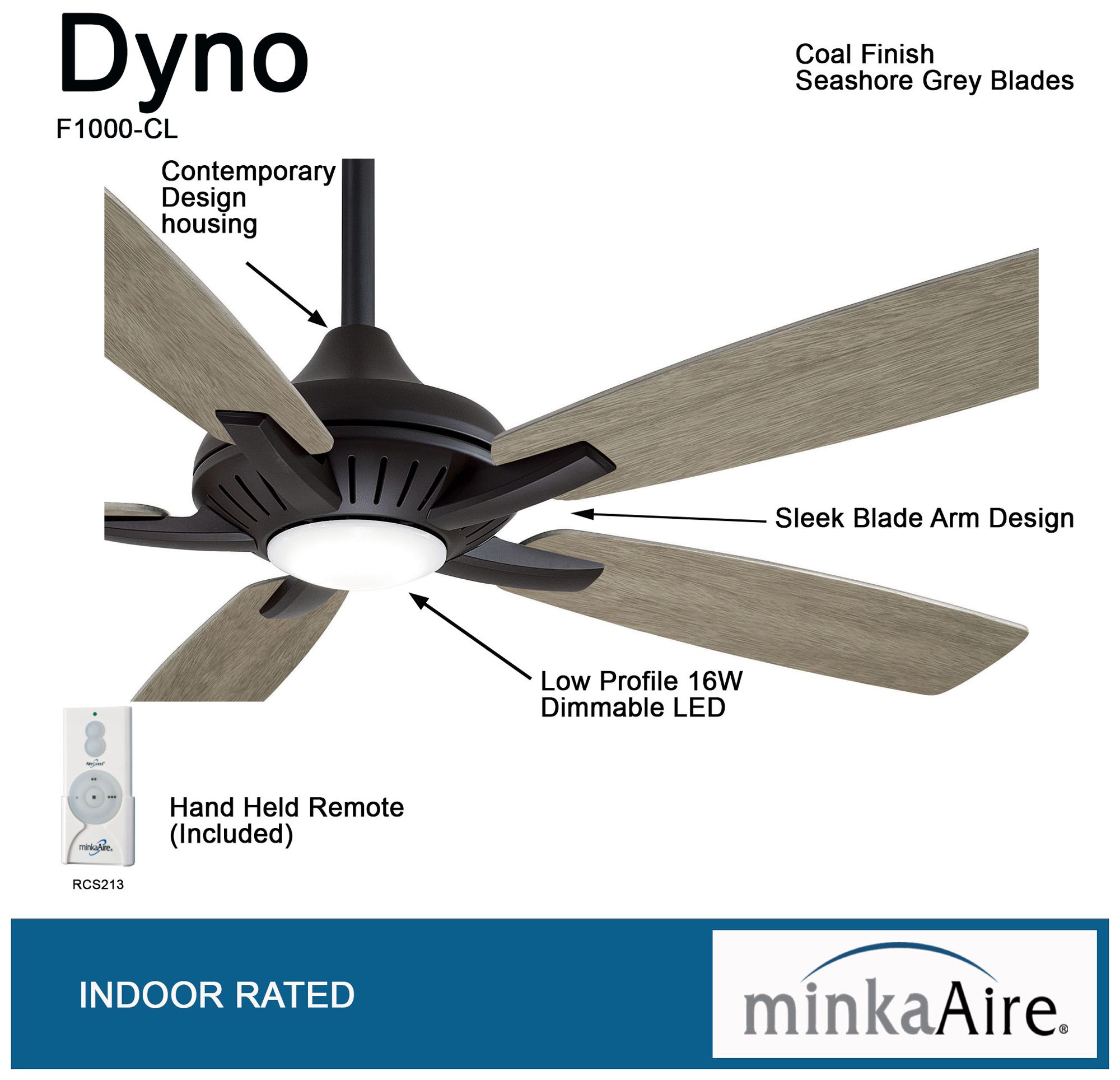 Image 7 Minka Aire Dyno 52-in LED Coal Black Indoor Ceiling Fan with Remote more views