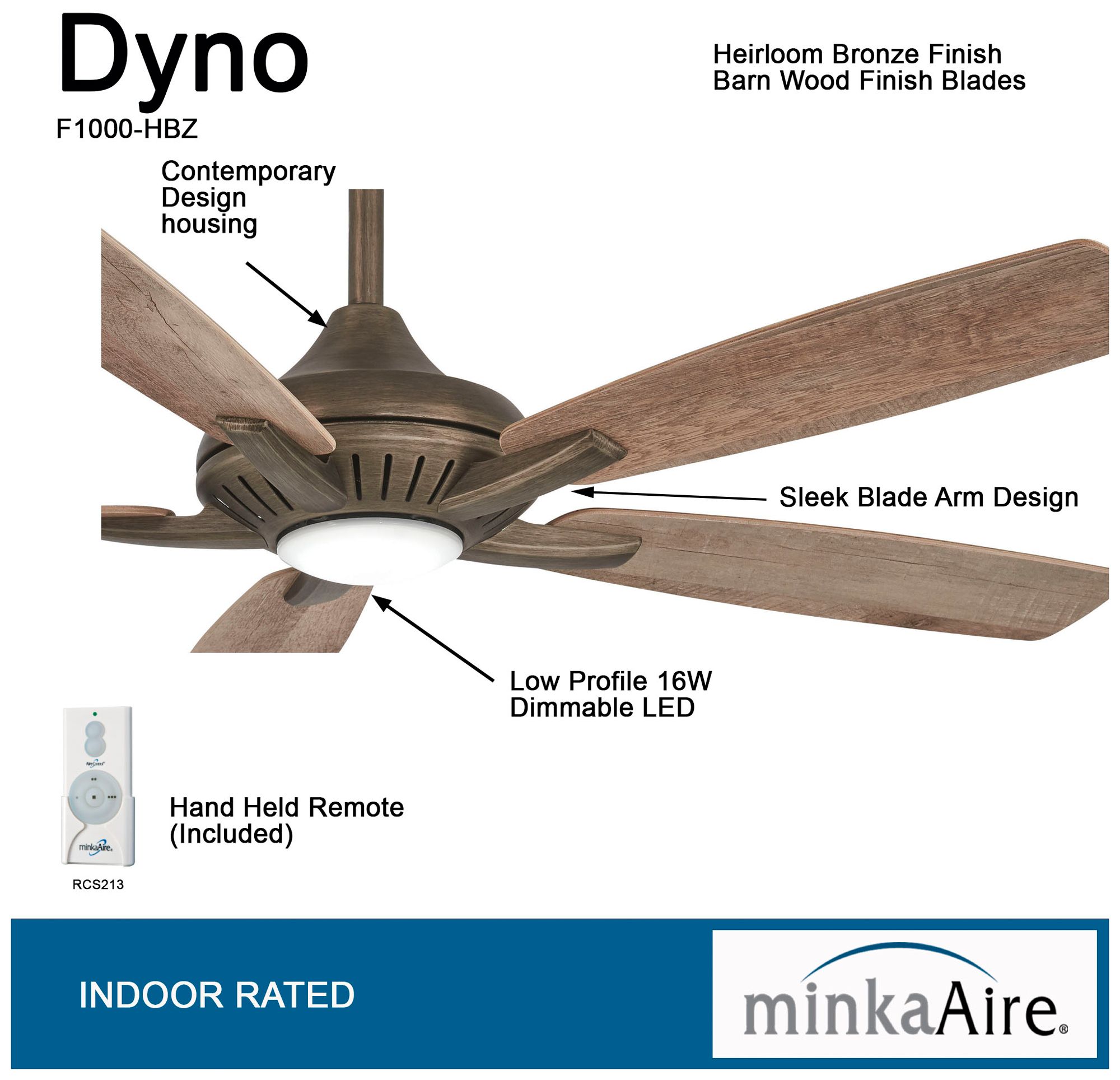 Image 7 Minka Aire Dyno 52-in LED Heirloom Bronze Indoor Ceiling Fan with Remote more views
