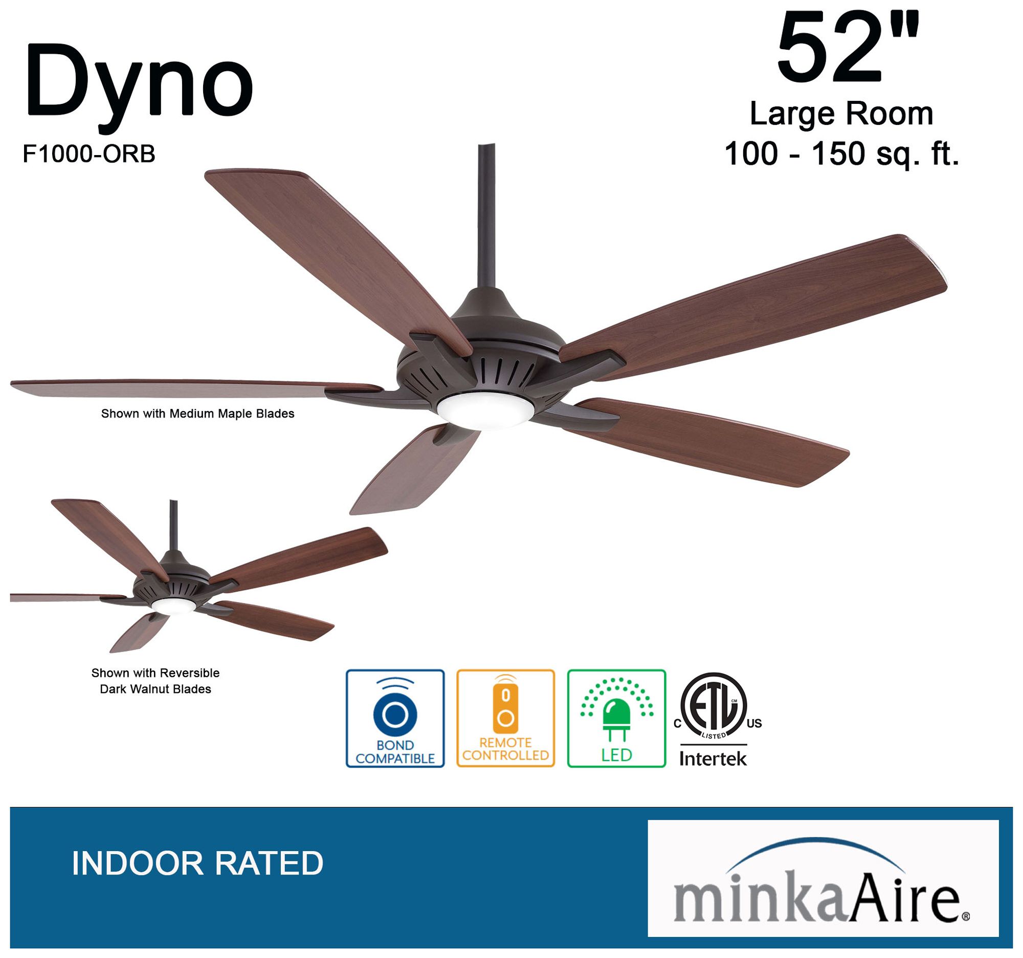 Image 7 Minka Aire Dyno 52-in LED Oil Rubbed Bronze Indoor Ceiling Fan with Remote more views