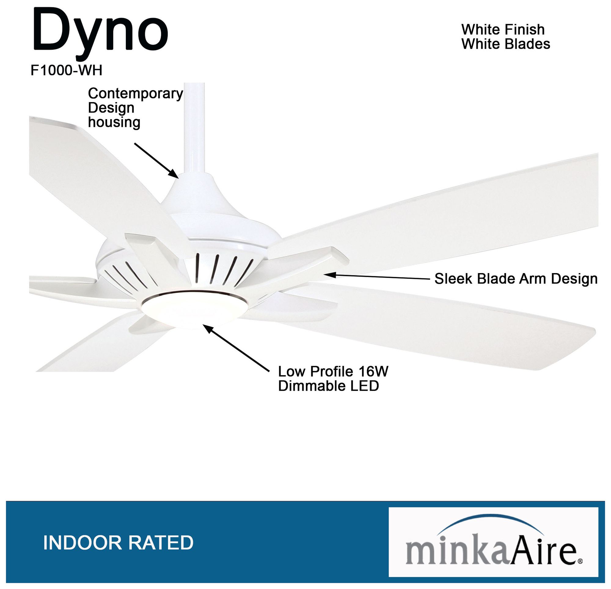 Image 6 Minka Aire Dyno 52-in LED White Indoor Ceiling Fan with Remote more views