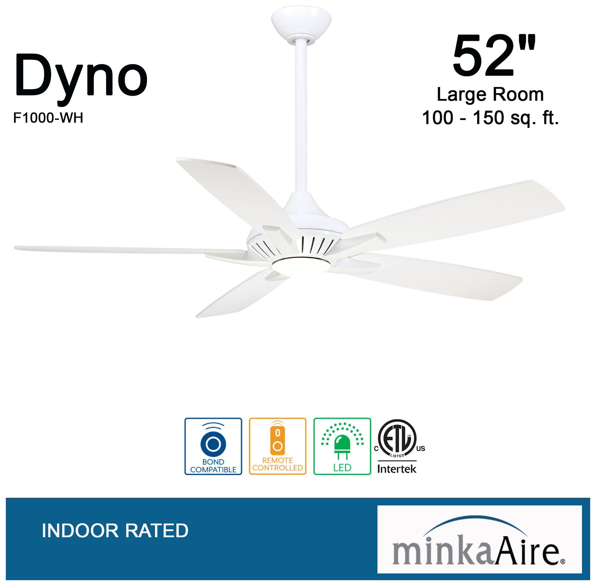 Image 7 Minka Aire Dyno 52-in LED White Indoor Ceiling Fan with Remote more views