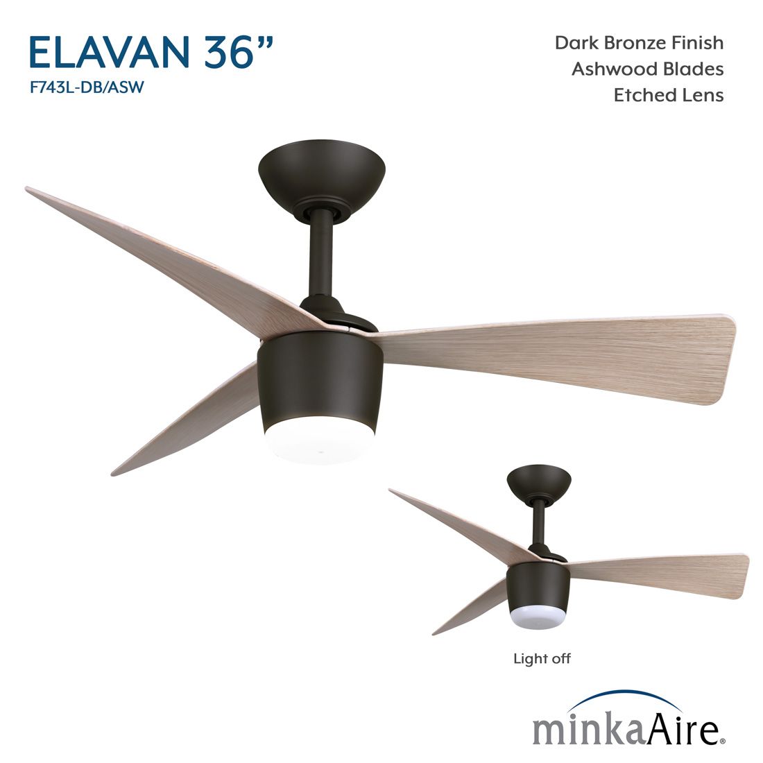 Minka-Aire Elavan 36-in LED Dark Bronze Indoor-Outdoor 3-Blade Ceiling Fan