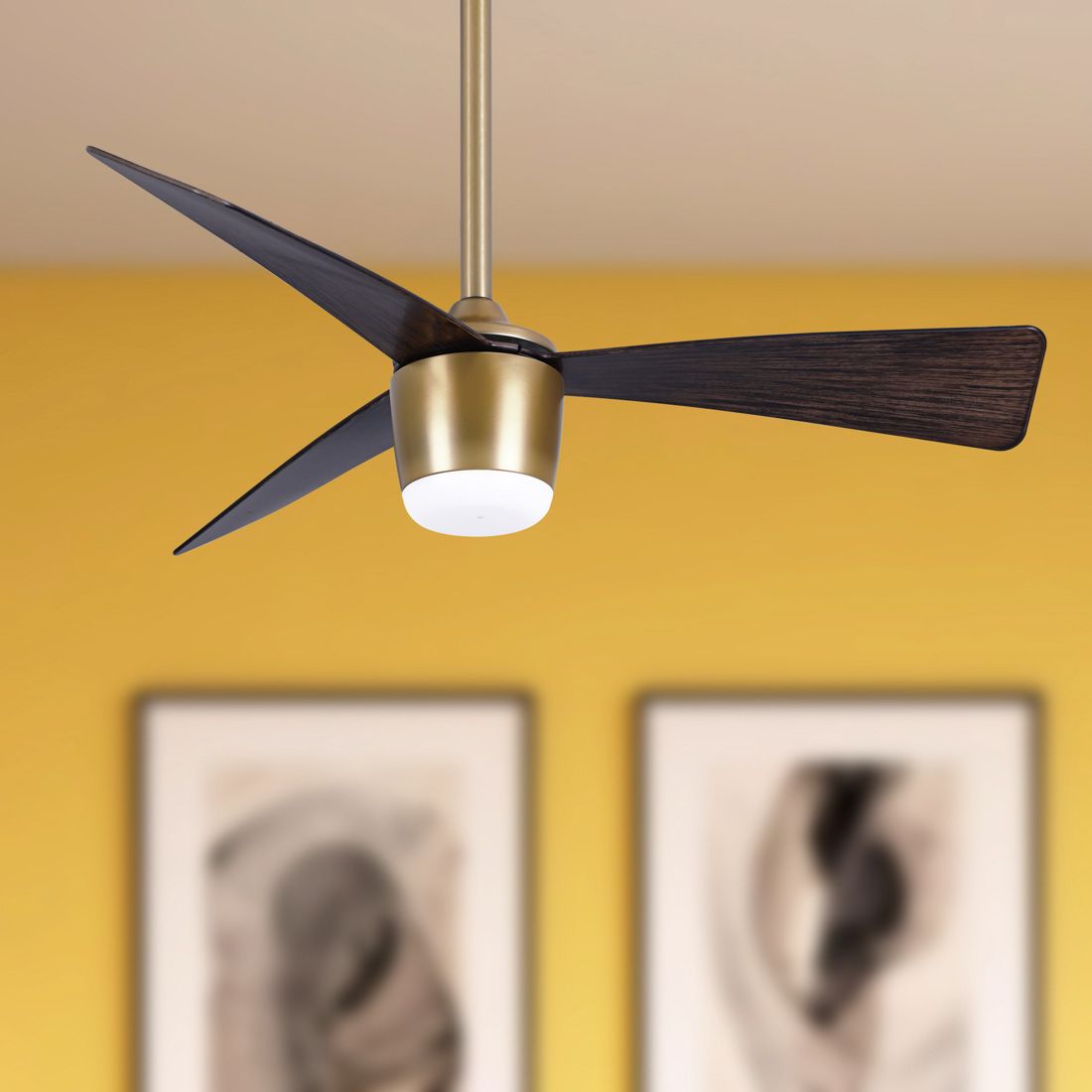 Image 5 Minka-Aire Elavan 36-in LED Legacy Brass Indoor-Outdoor 3-Blade Ceiling Fan more views