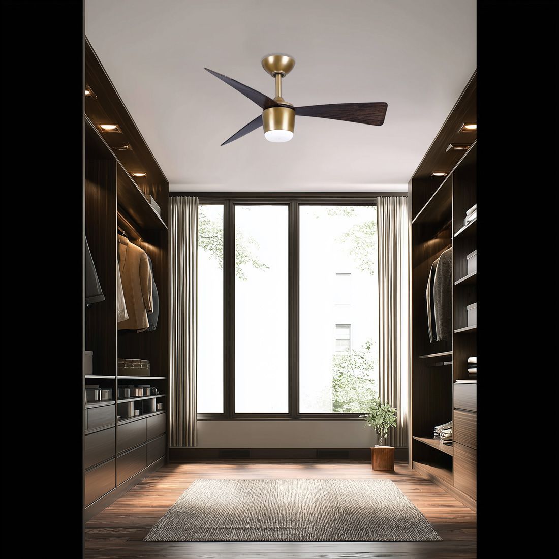 Image 6 Minka-Aire Elavan 36-in LED Legacy Brass Indoor-Outdoor 3-Blade Ceiling Fan more views