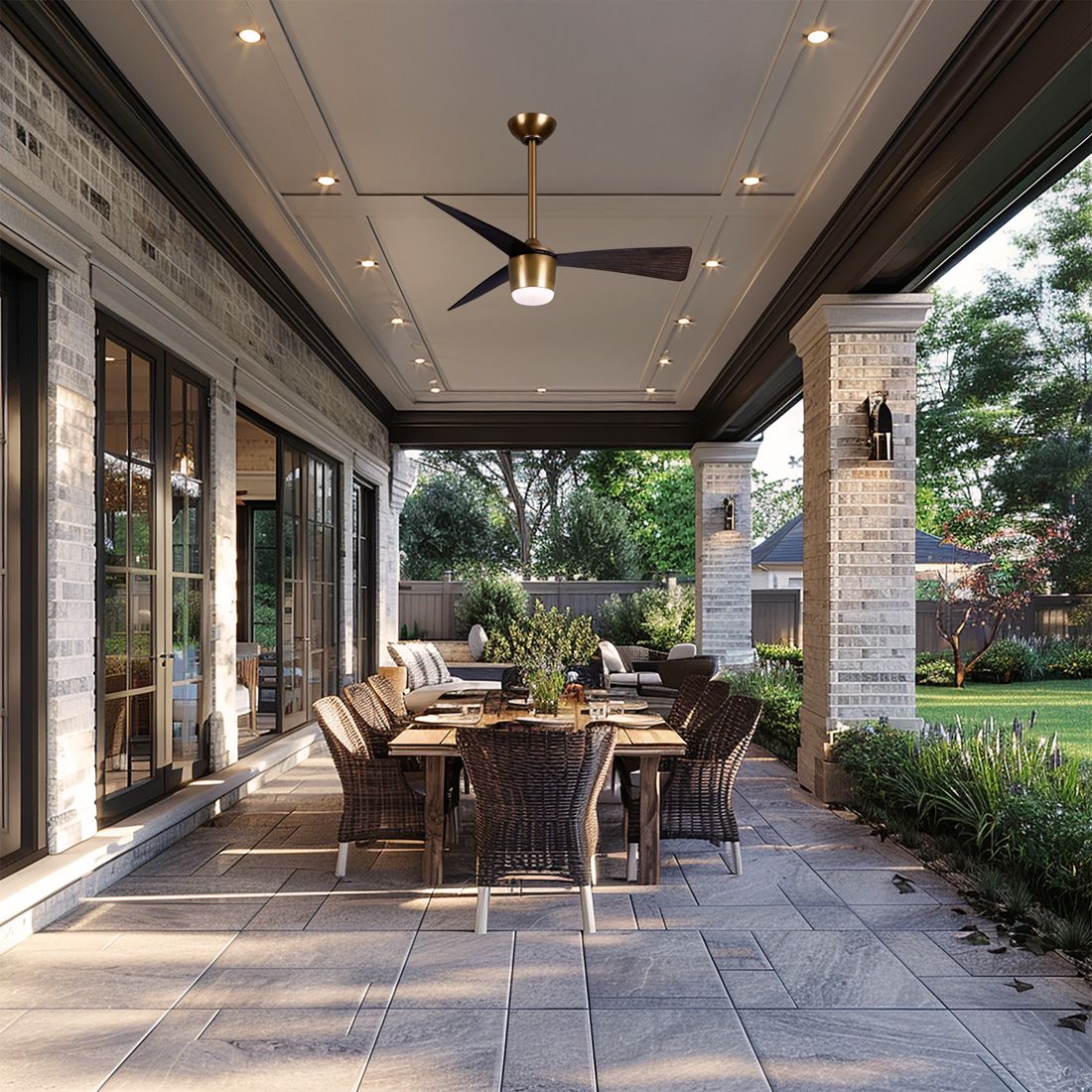 Minka-Aire Elavan 36-in LED Legacy Brass Indoor-Outdoor 3-Blade Ceiling Fan