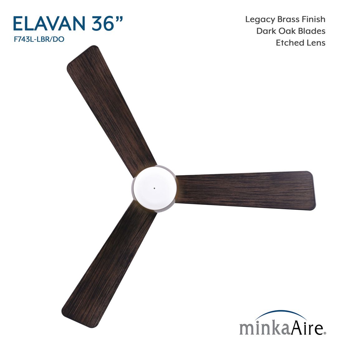 Minka-Aire Elavan 36-in LED Legacy Brass Indoor-Outdoor 3-Blade Ceiling Fan