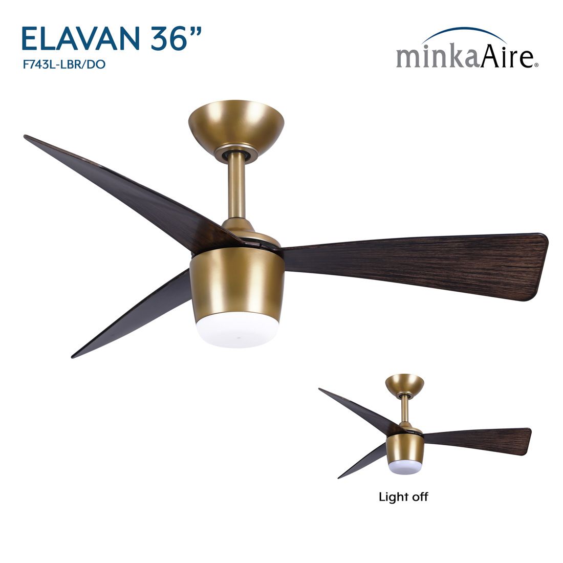 Minka-Aire Elavan 36-in LED Legacy Brass Indoor-Outdoor 3-Blade Ceiling Fan