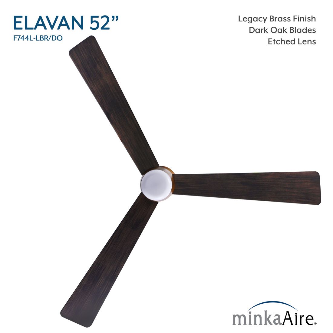 Image 7 Minka-Aire Elavan 52-in LED Legacy Brass Indoor-Outdoor 3-Blade Ceiling Fan more views