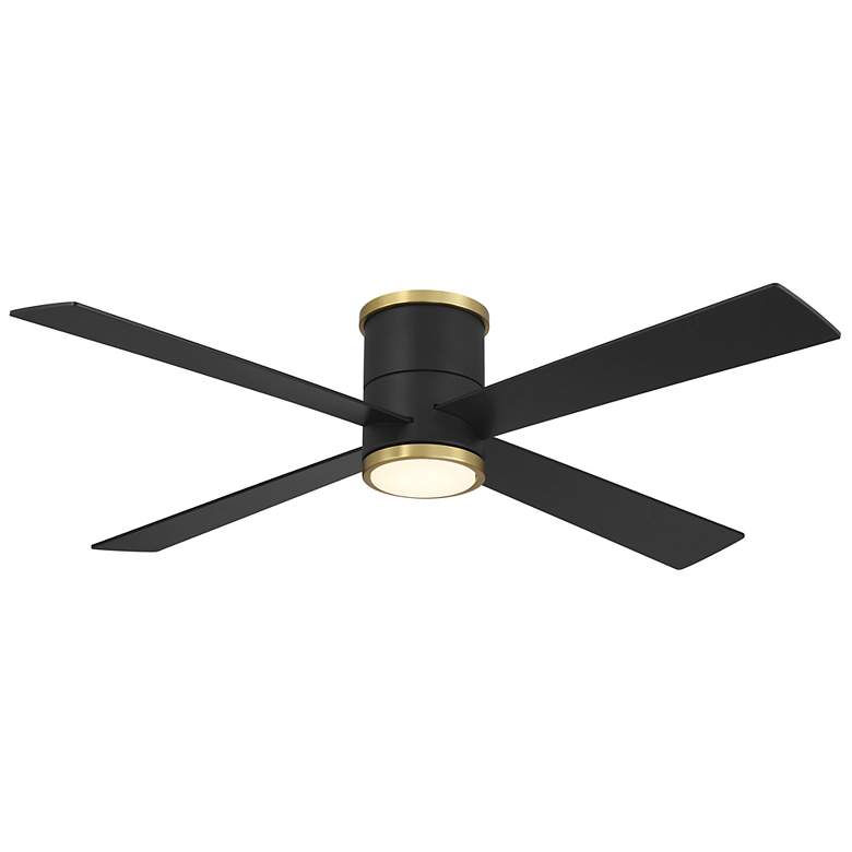 Image 2 Minka-Aire Falco 54-in LED Black and Brass 4-Blade Flush Mount Ceiling Fan