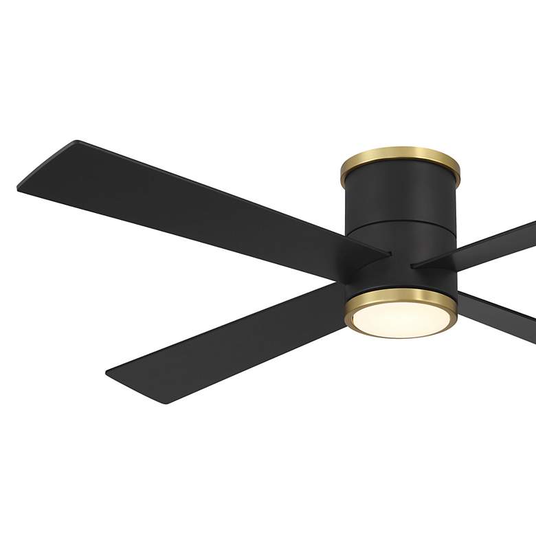 Image 4 Minka-Aire Falco 54-in LED Black and Brass 4-Blade Flush Mount Ceiling Fan more views