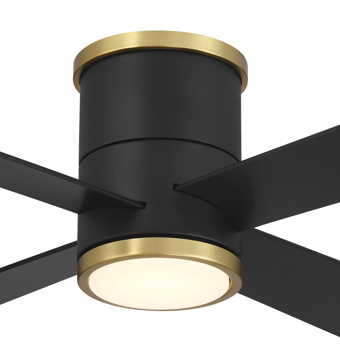 Minka-Aire Falco 54-in LED Black and Brass 4-Blade Flush Mount Ceiling Fan