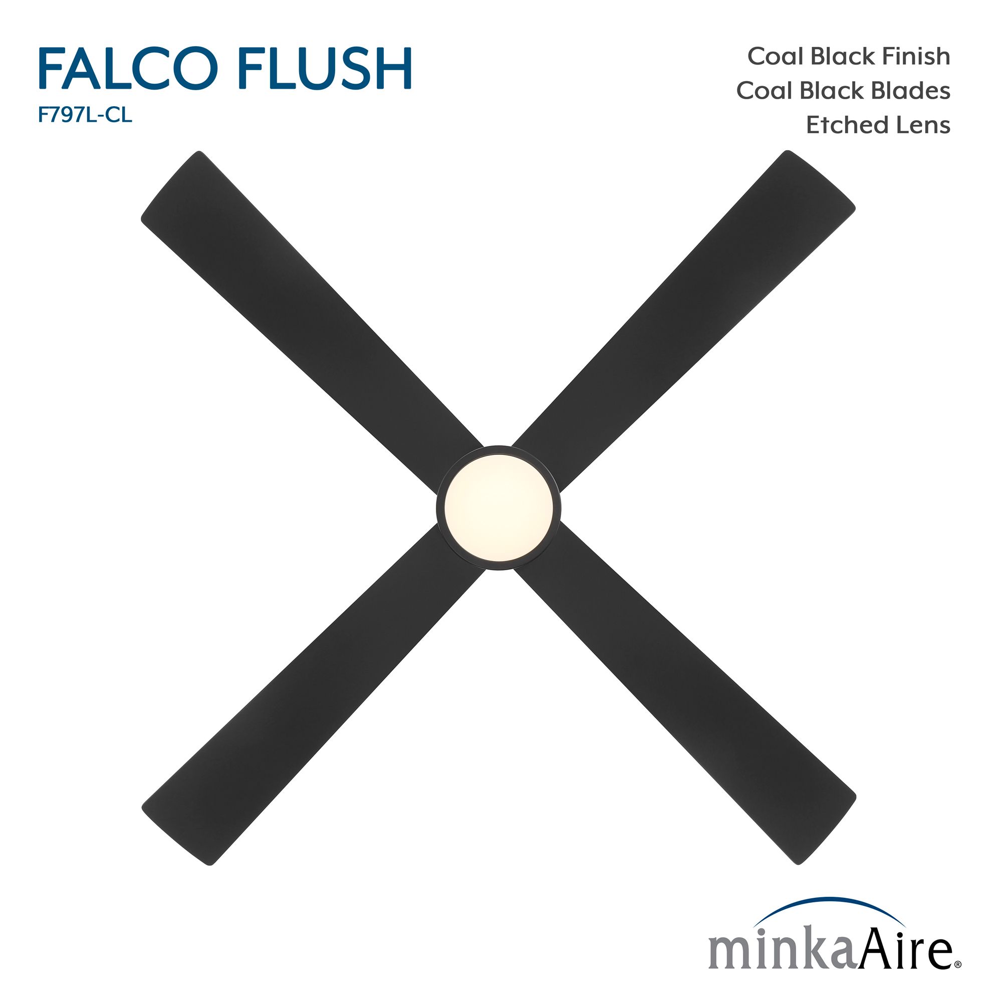 Minka-Aire Falco 54-in LED Coal Black Indoor 4Blade Flush Mount Ceiling Fan