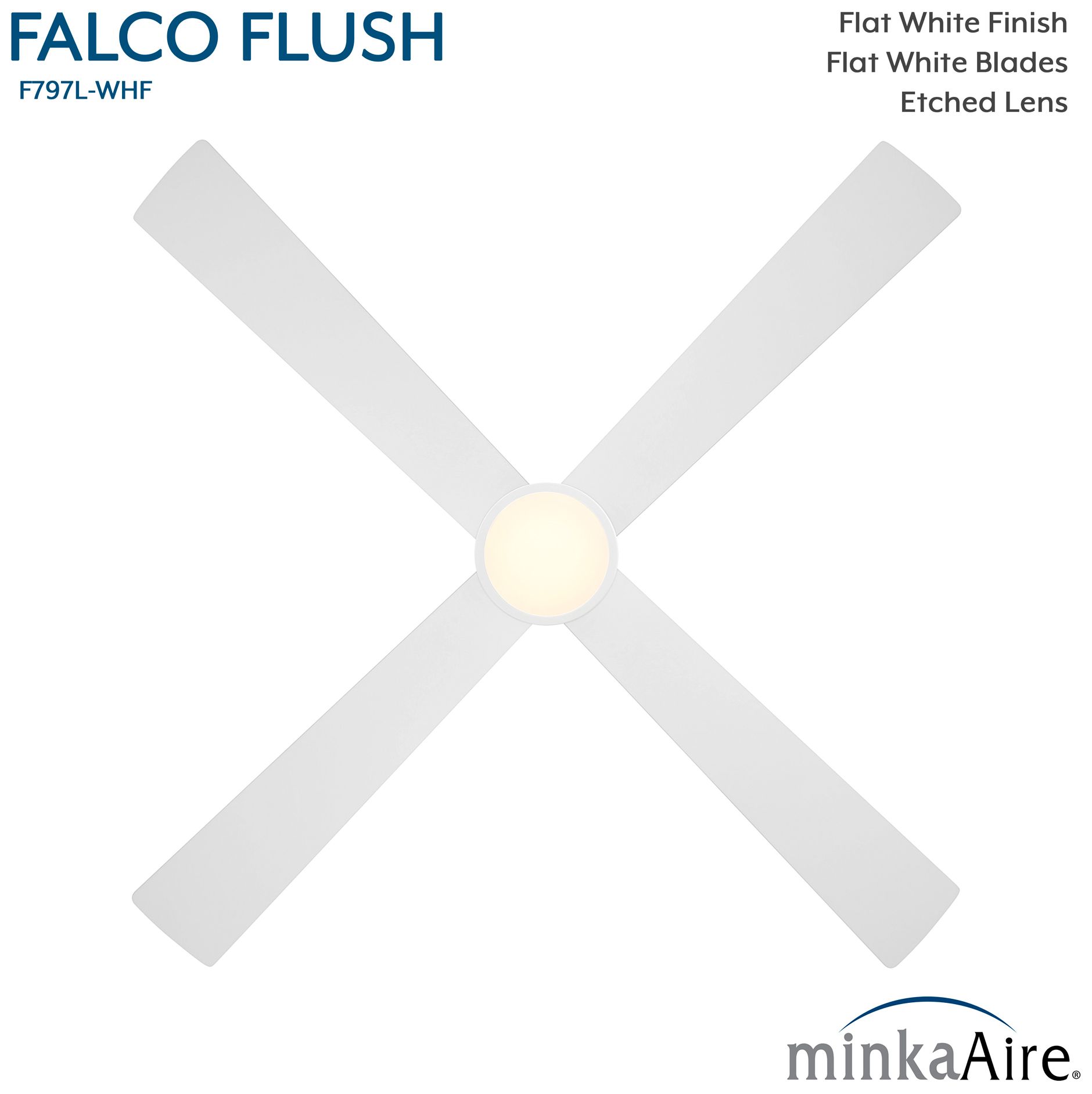 Minka-Aire Falco 54-in LED Flat White 4-Blade Flush Mount Ceiling Fan