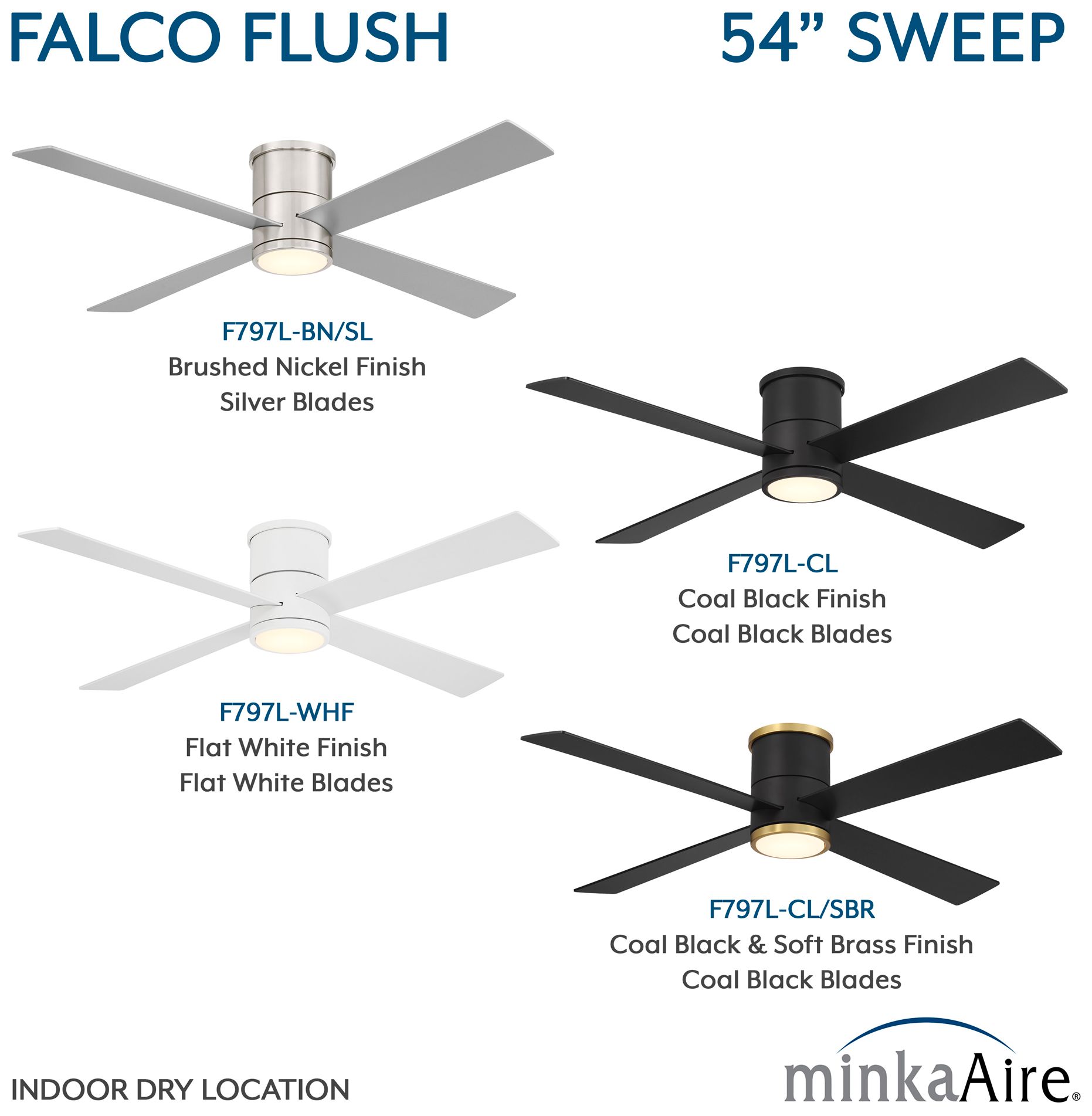 Minka-Aire Falco 54-in LED Flat White 4-Blade Flush Mount Ceiling Fan