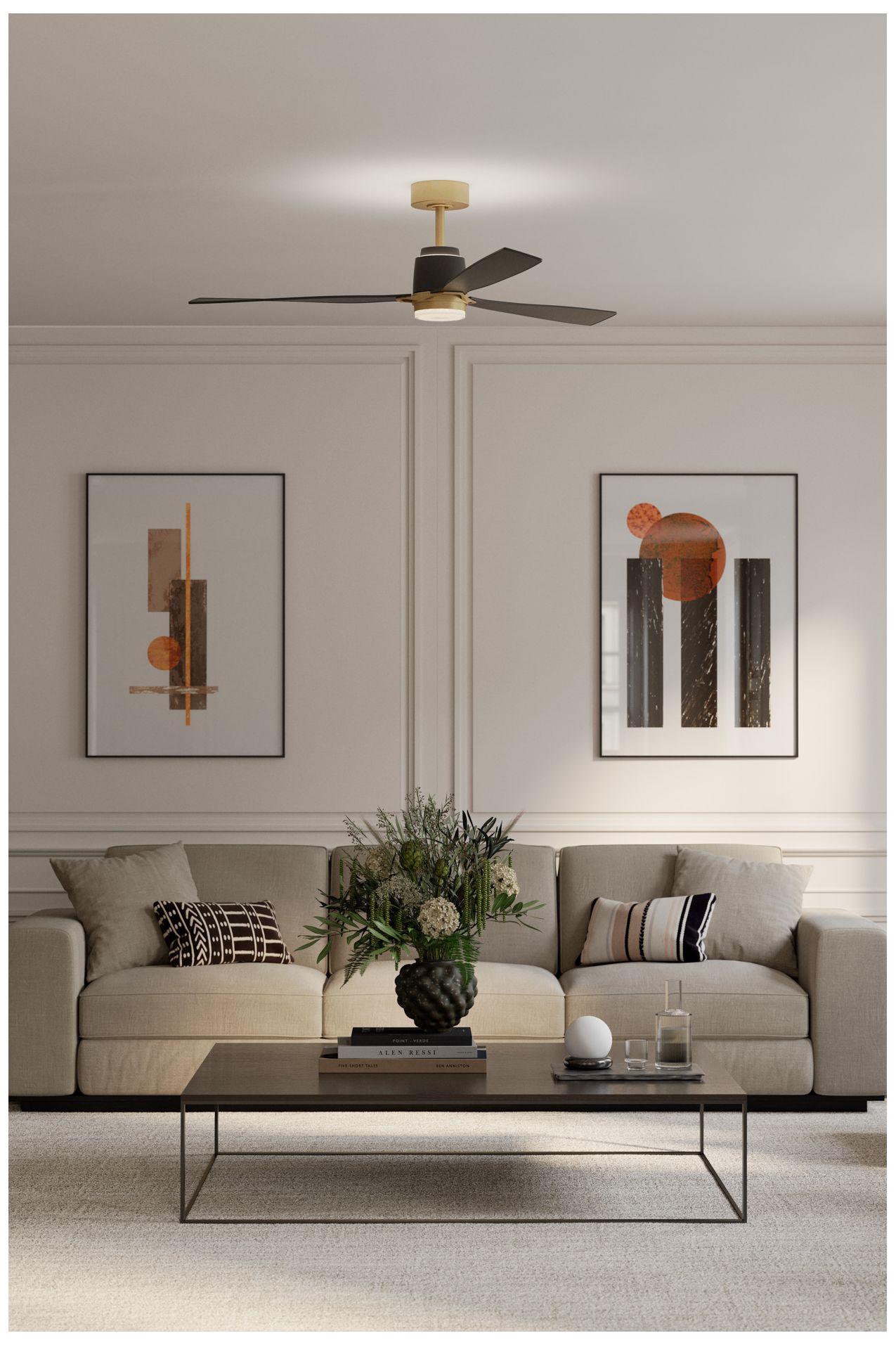 Image 4 Minka Aire Foxden 53-in CCT LED Legacy Brass Indoor 3-Blade Ceiling Fan more views