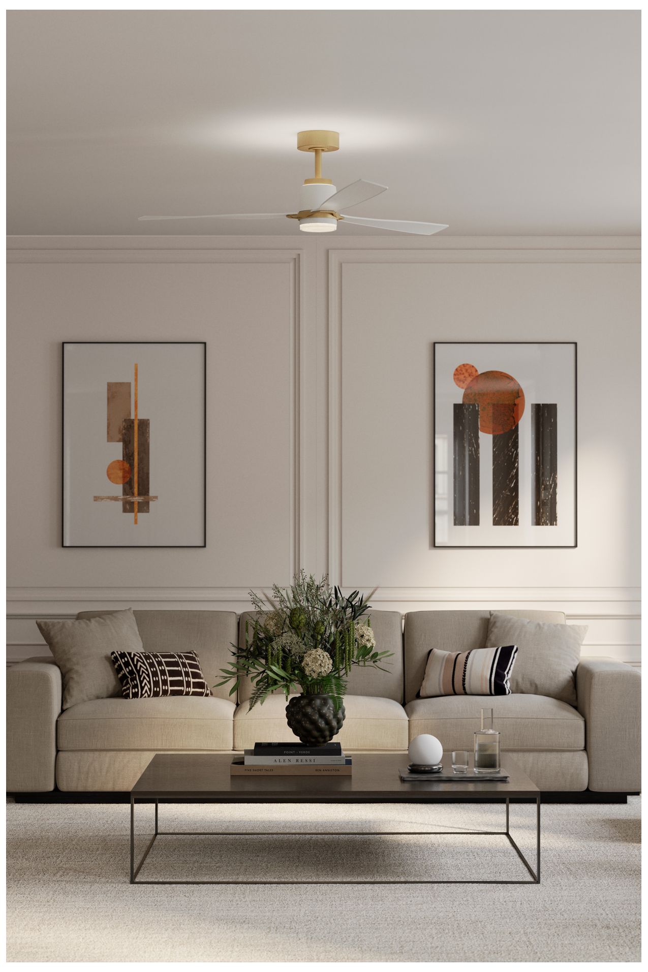 Image 4 Minka Aire Foxden 53-in CCT LED Legacy Brass Indoor 3-Blade Ceiling Fan more views