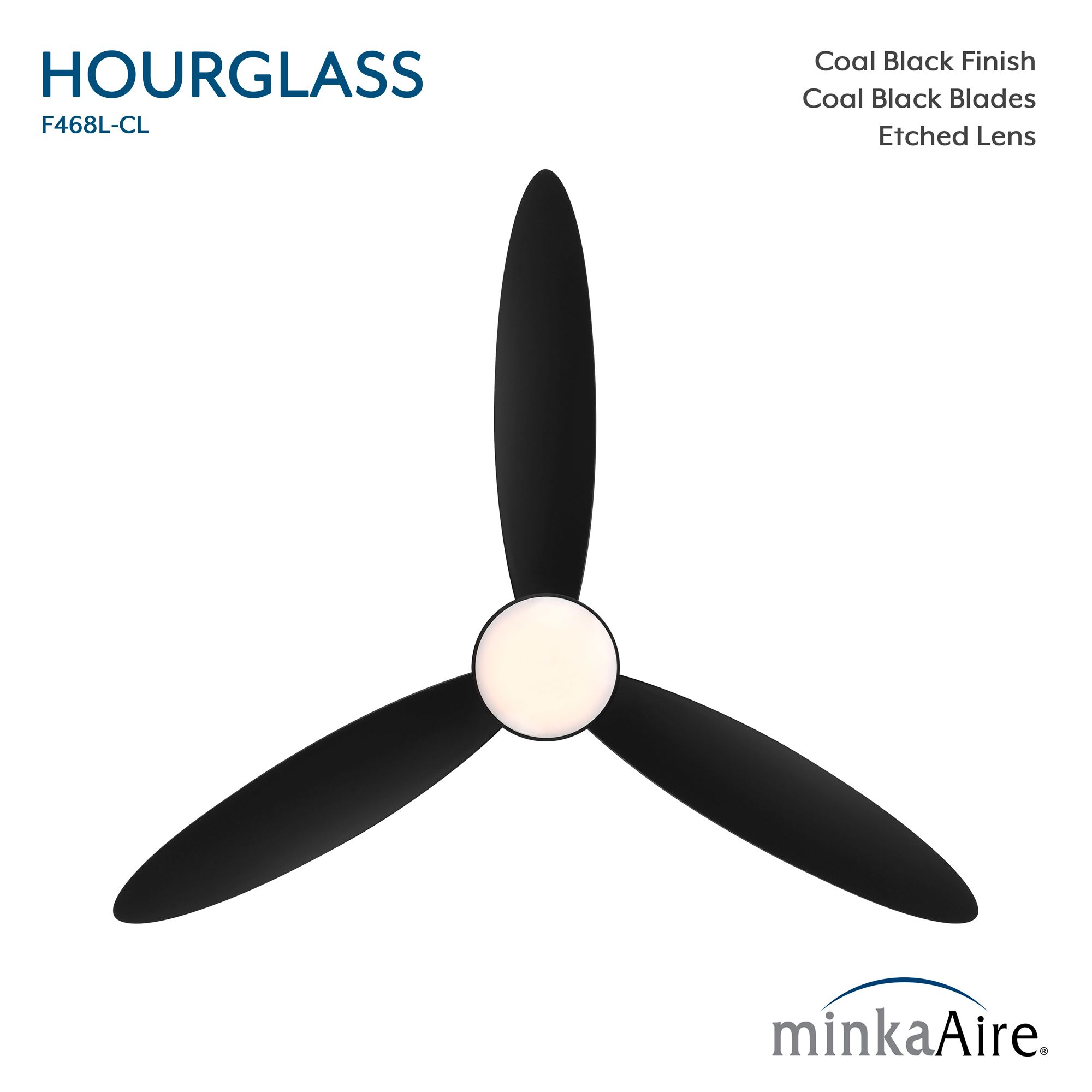 Minka-Aire Hourglass 58-in LED Coal Black 3-Blade Flush Mount Ceiling Fan
