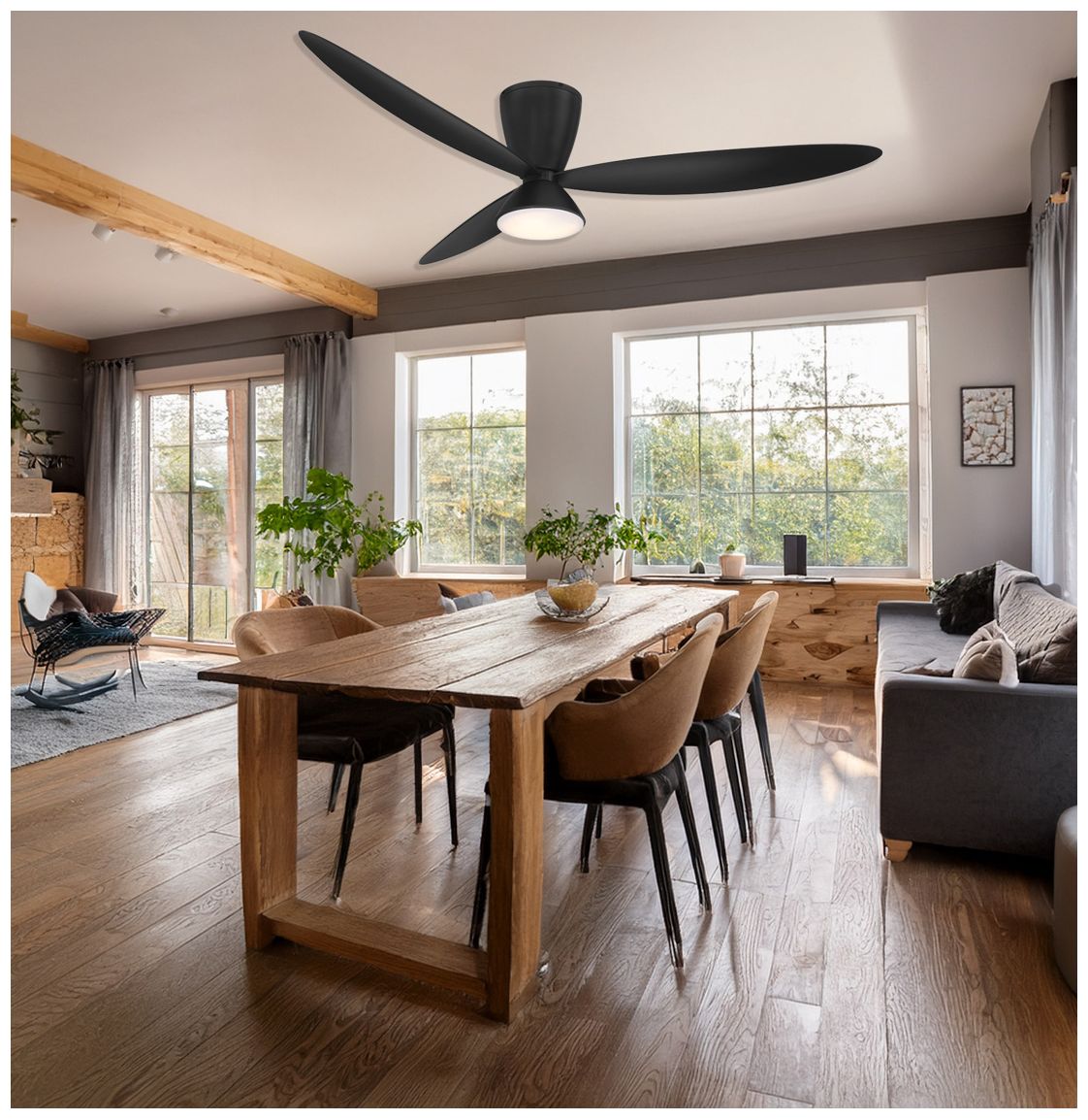 Image 6 Minka-Aire Hourglass 58-in LED Coal Black 3-Blade Flush Mount Ceiling Fan more views