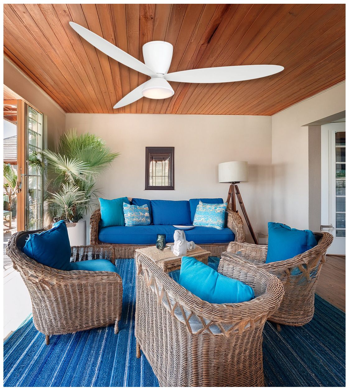 Image 6 Minka-Aire Hourglass 58-in LED Flat White 3-Blade Flush Mount Ceiling Fan more views