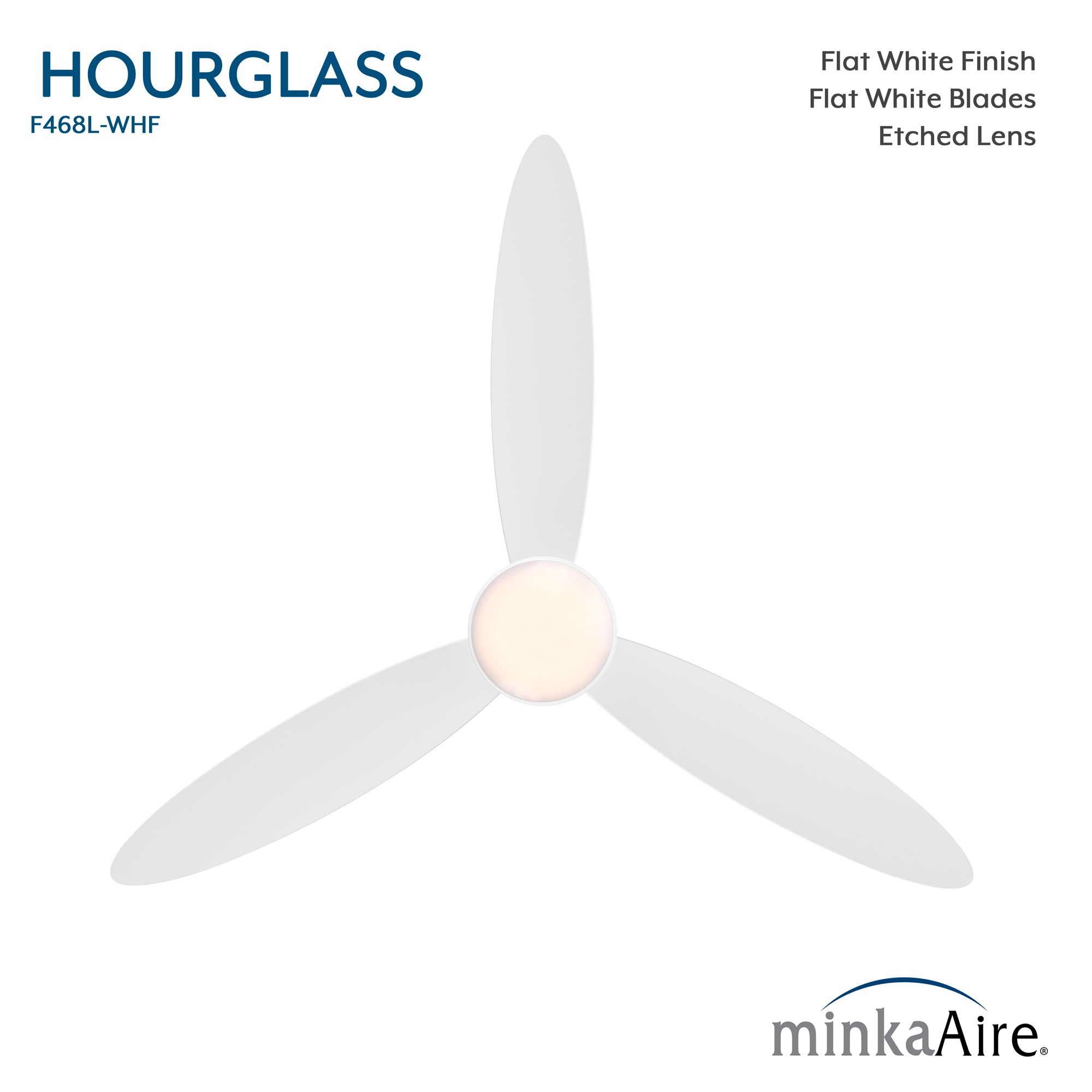 Minka-Aire Hourglass 58-in LED Flat White 3-Blade Flush Mount Ceiling Fan