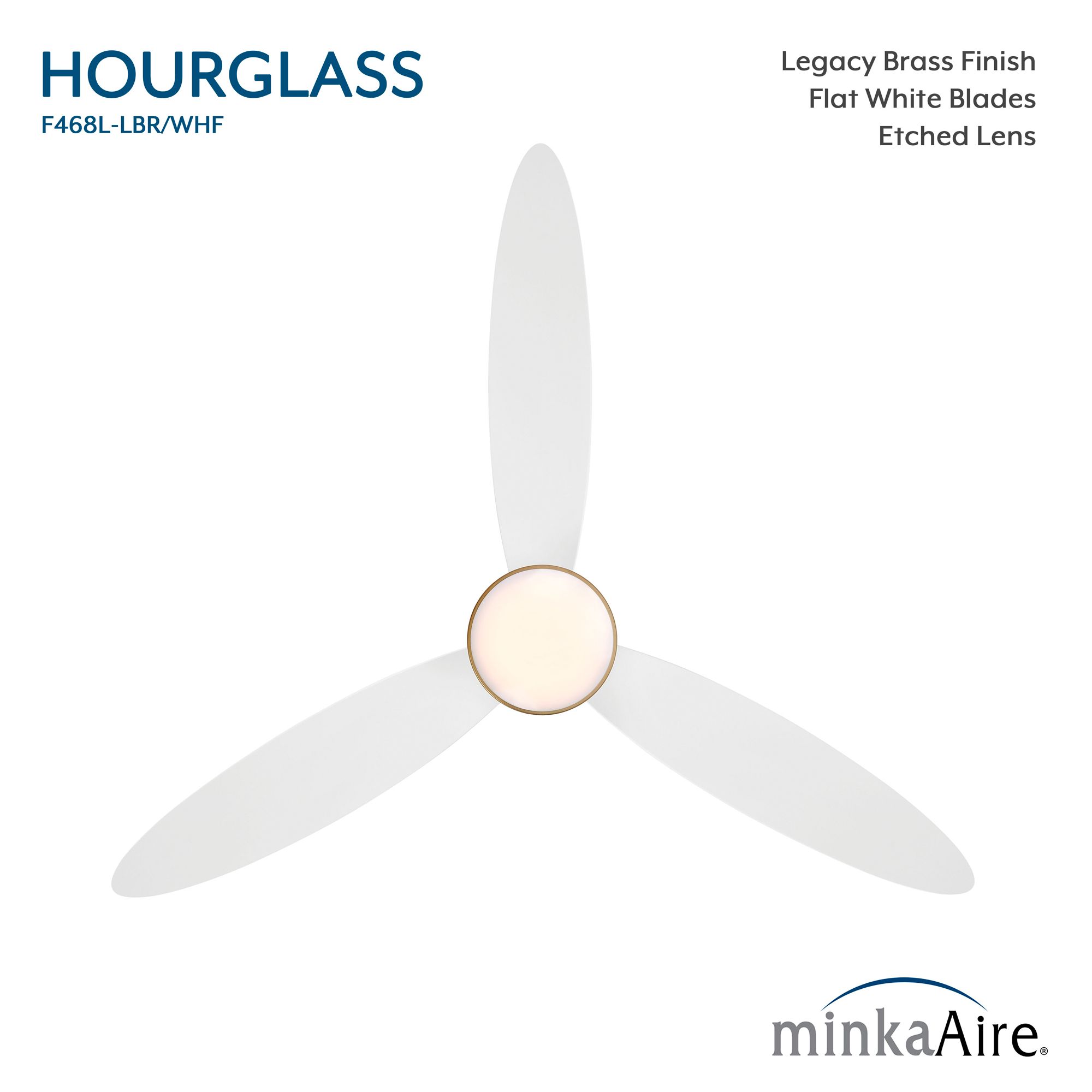 Minka-Aire Hourglass 58-in LED Legacy Brass 3-Blade Flush Mount Ceiling Fan