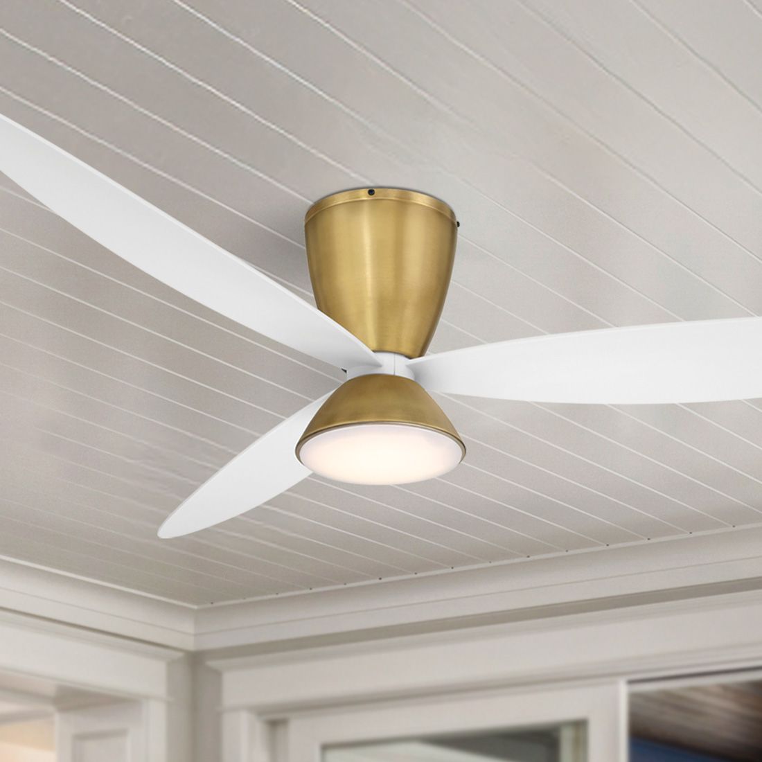 Image 6 Minka-Aire Hourglass 58-in LED Legacy Brass 3-Blade Flush Mount Ceiling Fan more views