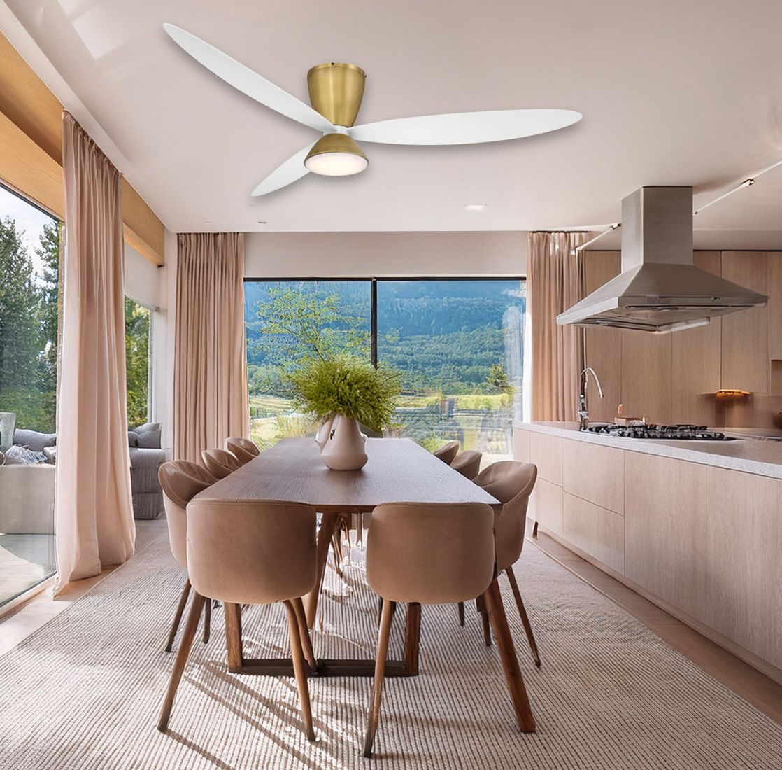 Minka-Aire Hourglass 58-in LED Legacy Brass 3-Blade Flush Mount Ceiling Fan