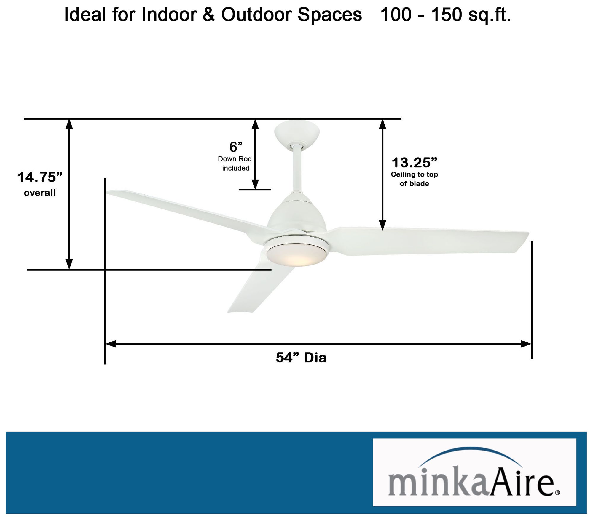 Minka-Aire Java 54-in LED Flat White 3-Blade Ceiling Fan with Remote