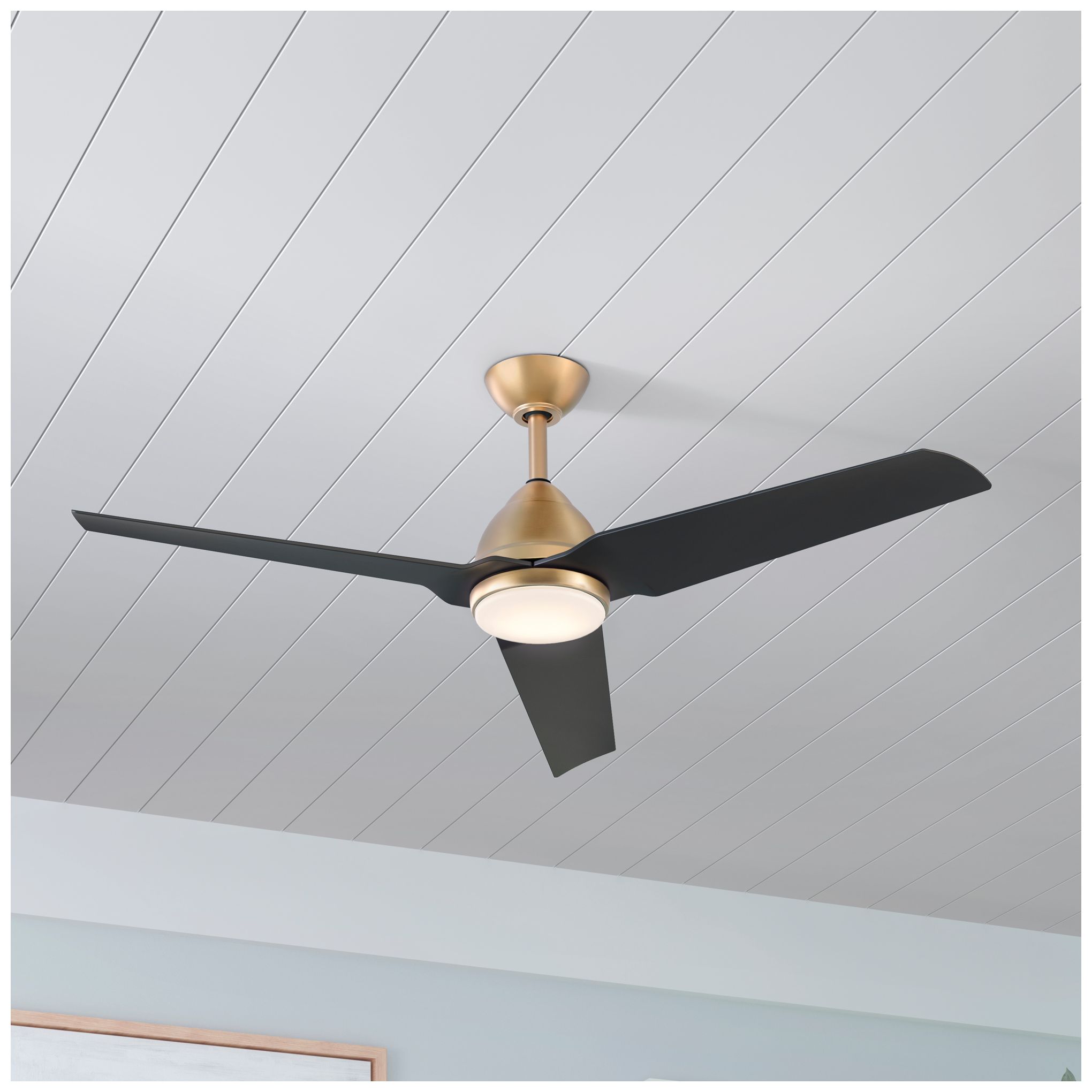 Image 2 Minka-Aire Java 54-in LED Legacy Brass and Black 3-Blades Ceiling Fan more views