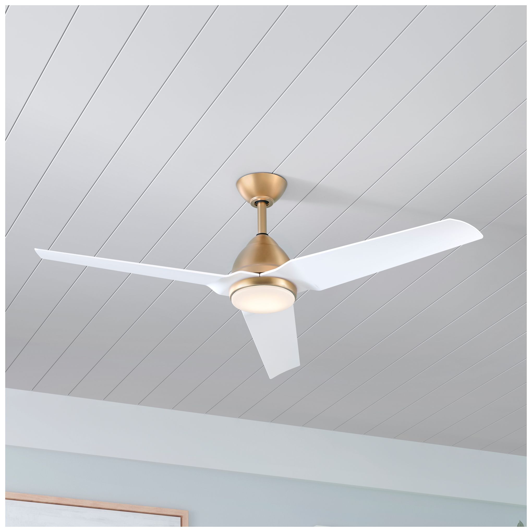 Image 2 Minka-Aire Java 54-in LED Legacy Brass and White 3-Blades Ceiling Fan more views