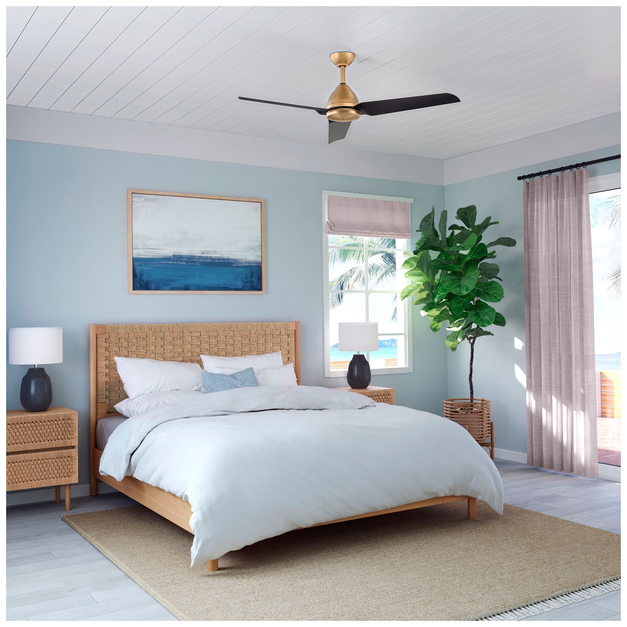 Image 4 Minka-Aire Java 54-in Legacy Brass and Black 3-Blades Ceiling Fan more views