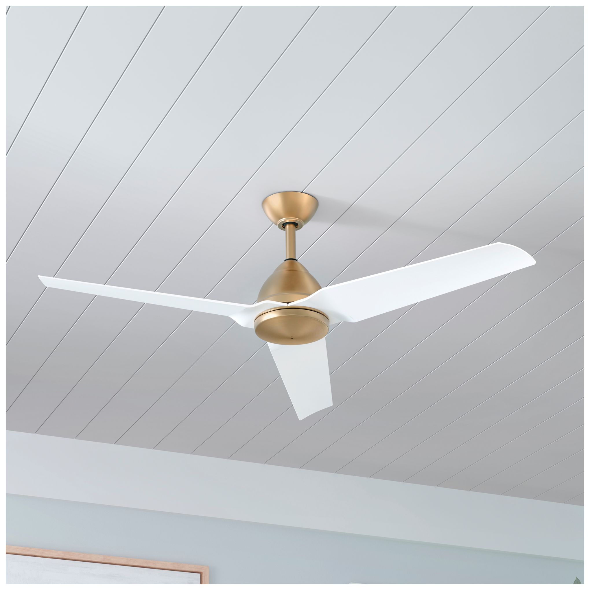 Image 2 Minka-Aire Java 54-in Legacy Brass and White 3-Blades Ceiling Fan more views