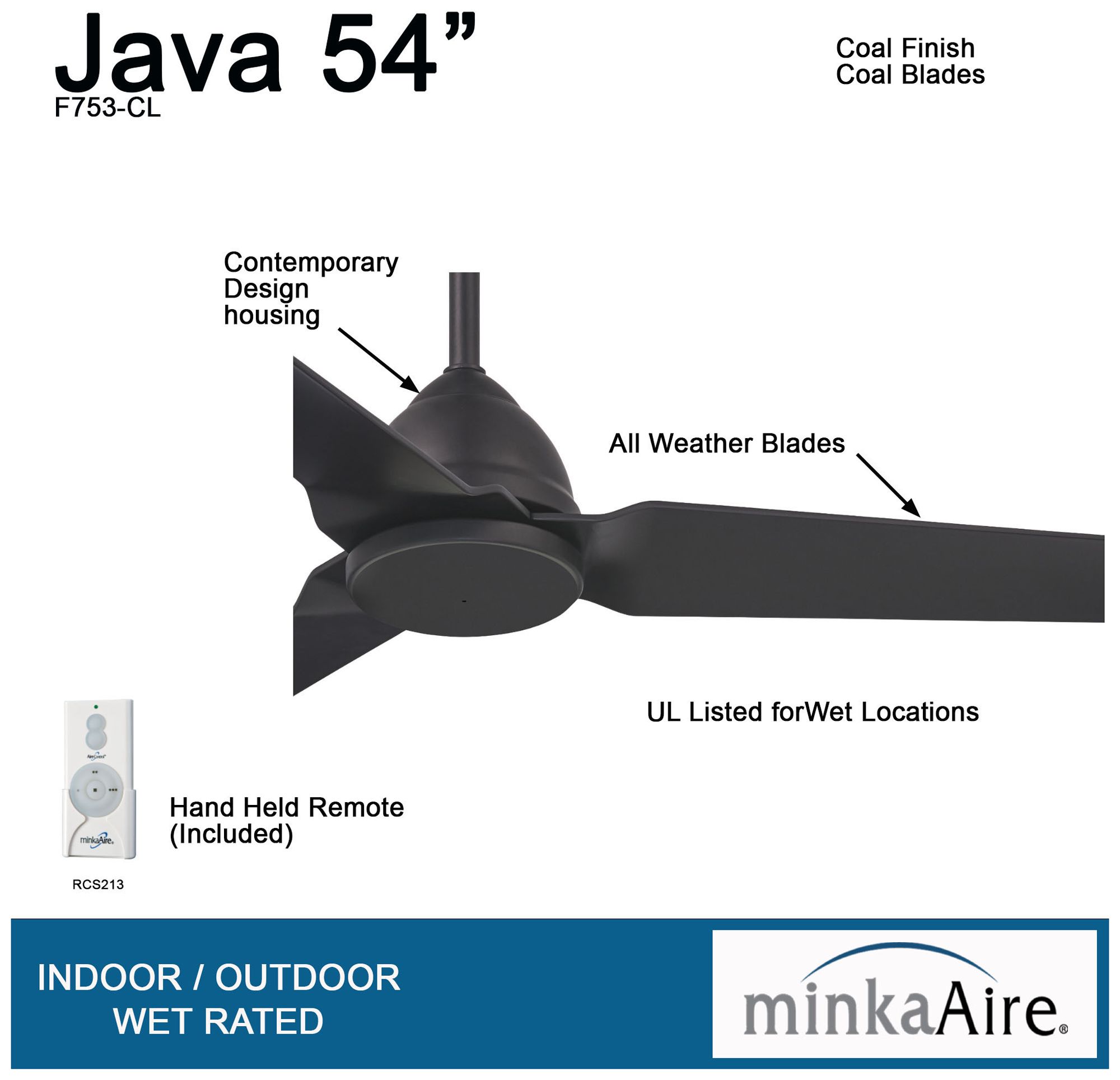 Image 6 Minka Aire Java 54-inch Coal Ceiling Fan more views