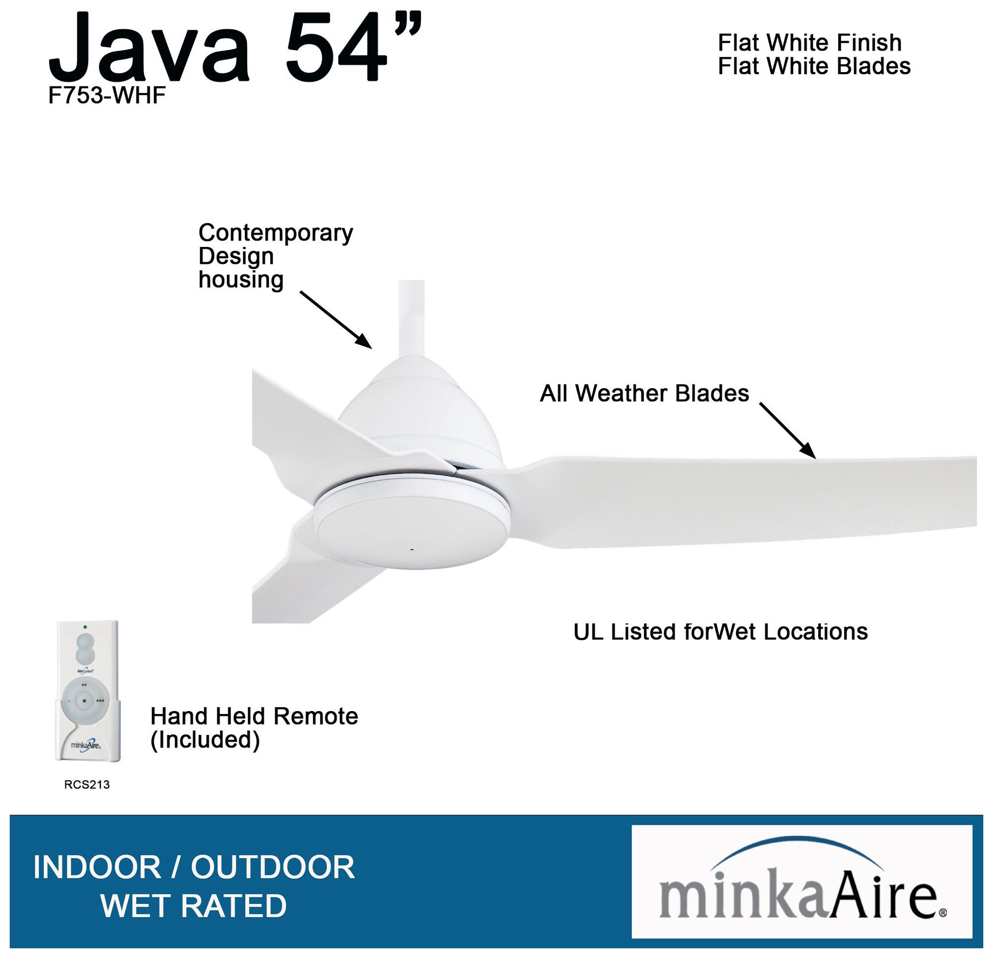 Minka Aire Java 54-inch Flat White Ceiling Fan