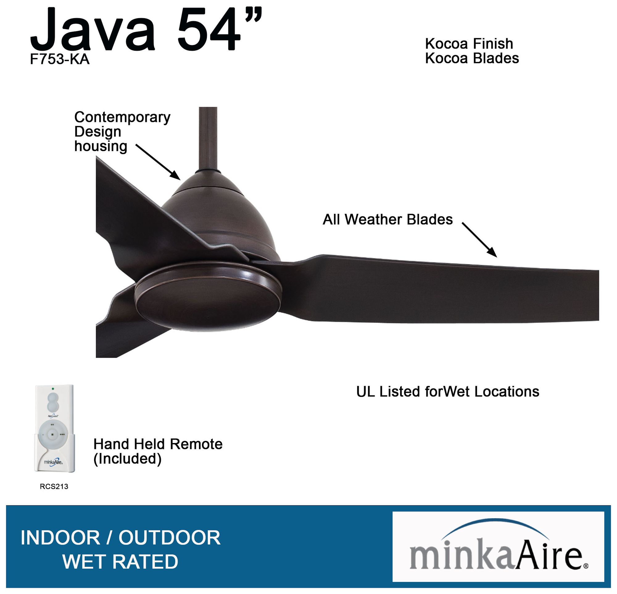 Image 7 Minka Aire Java 54-inch Kocoa Ceiling Fan more views