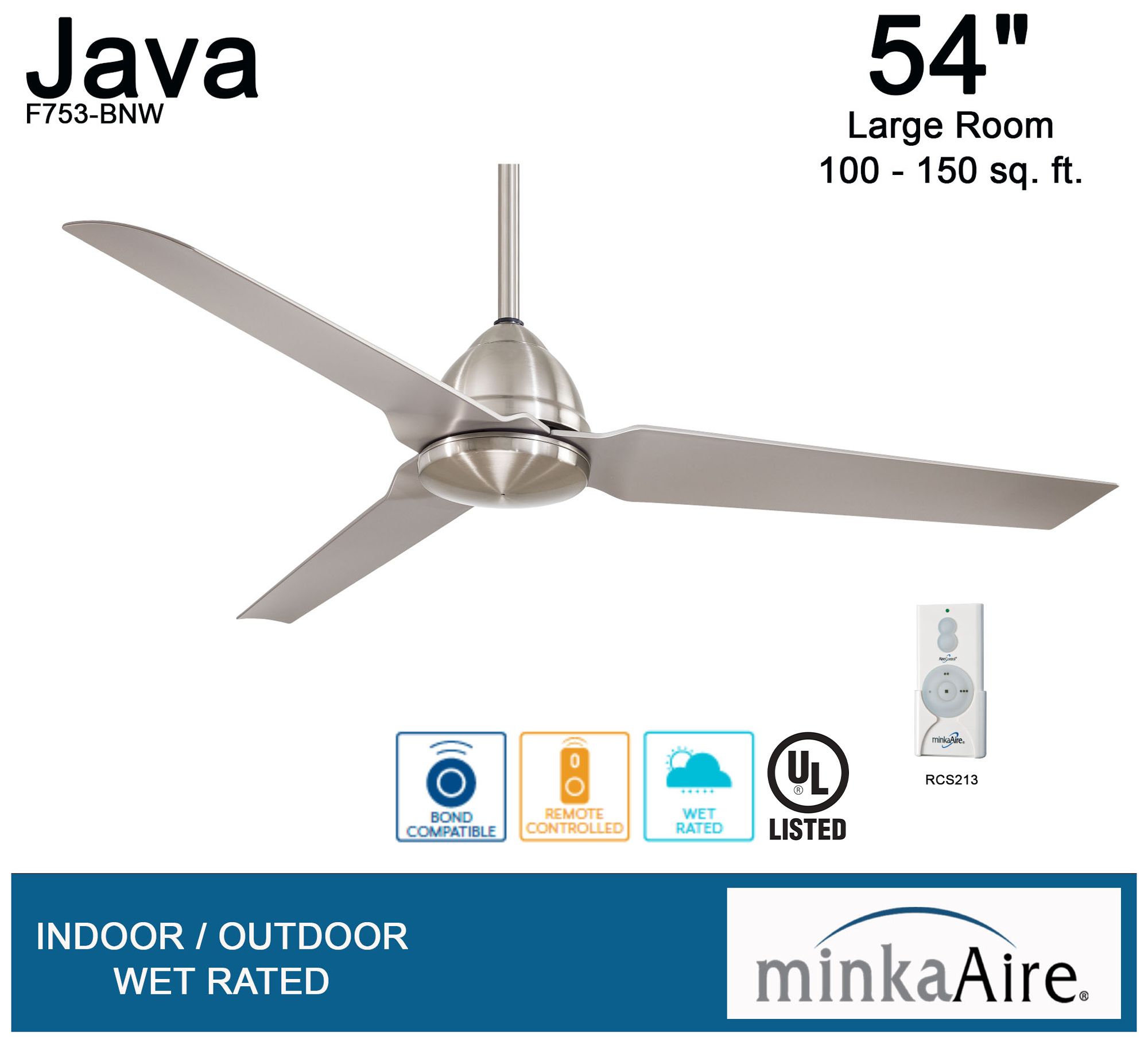 Image 7 Minka Aire Java 54-inch LED Brushed Nickel Ceiling Fan more views