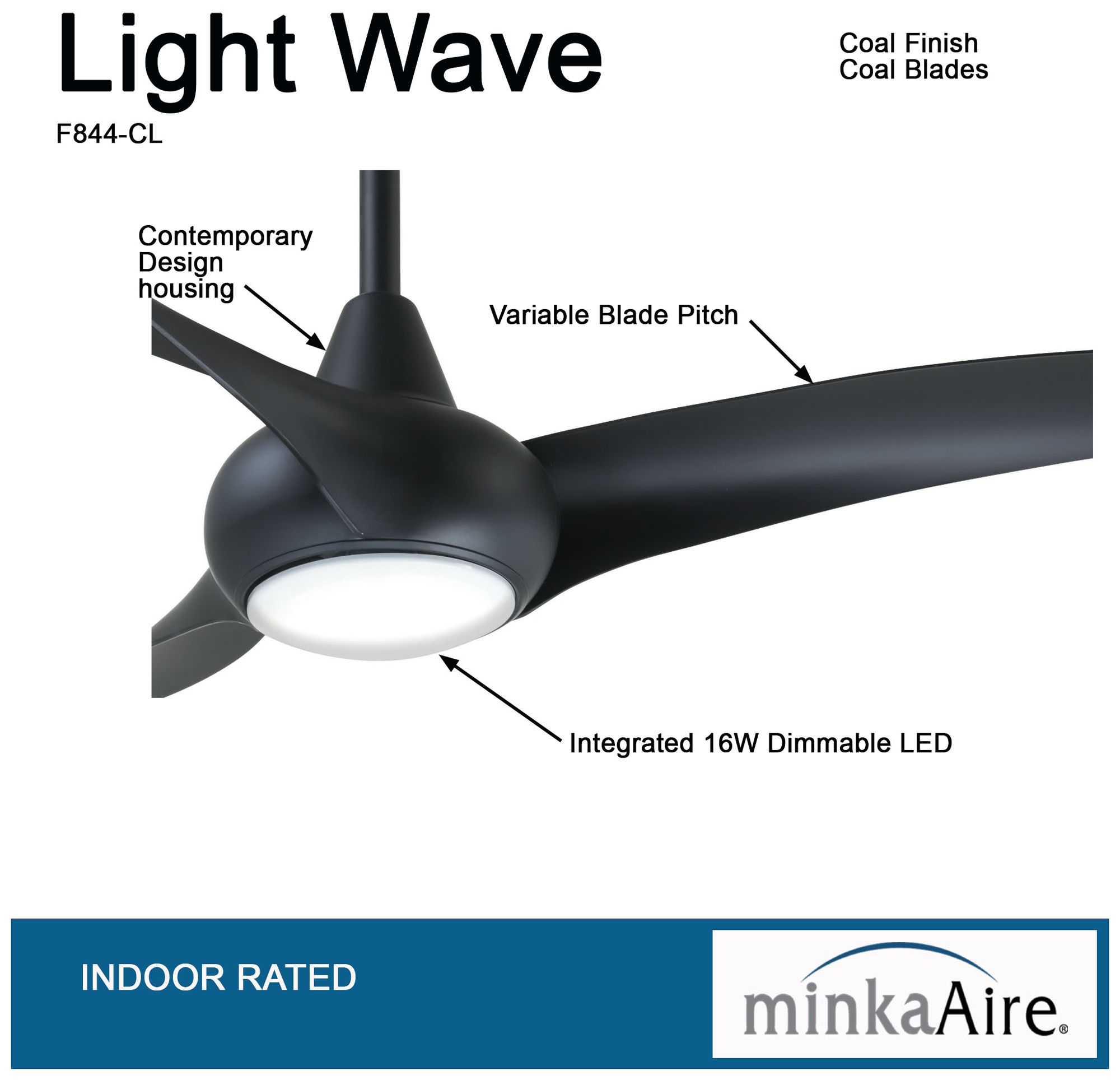 Image 5 Minka Aire Light Wave 52-inch LED Coal Ceiling Fan more views